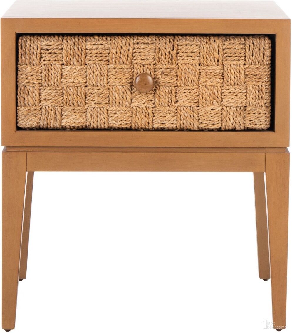 The appearance of Armand Woven Wood Nightstand In Natural and Dark Brown designed by Safavieh Couture in the modern / contemporary interior design. This natural and dark brown piece of furniture was selected by 1StopBedrooms from Armand Collection to add a touch of cosiness and style into your home. Sku: SFV1304B. Material: Wood.