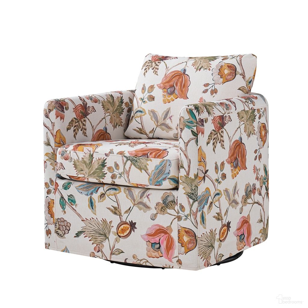 The appearance of Armando Slipcovered Swivel Chair In Floral designed by Karat Home in the modern / contemporary interior design. This floral piece of furniture was selected by 1StopBedrooms from Armando Collection to add a touch of cosiness and style into your home. Sku: CHMJ0932-FLR. Material: Linen Look Fabric.
