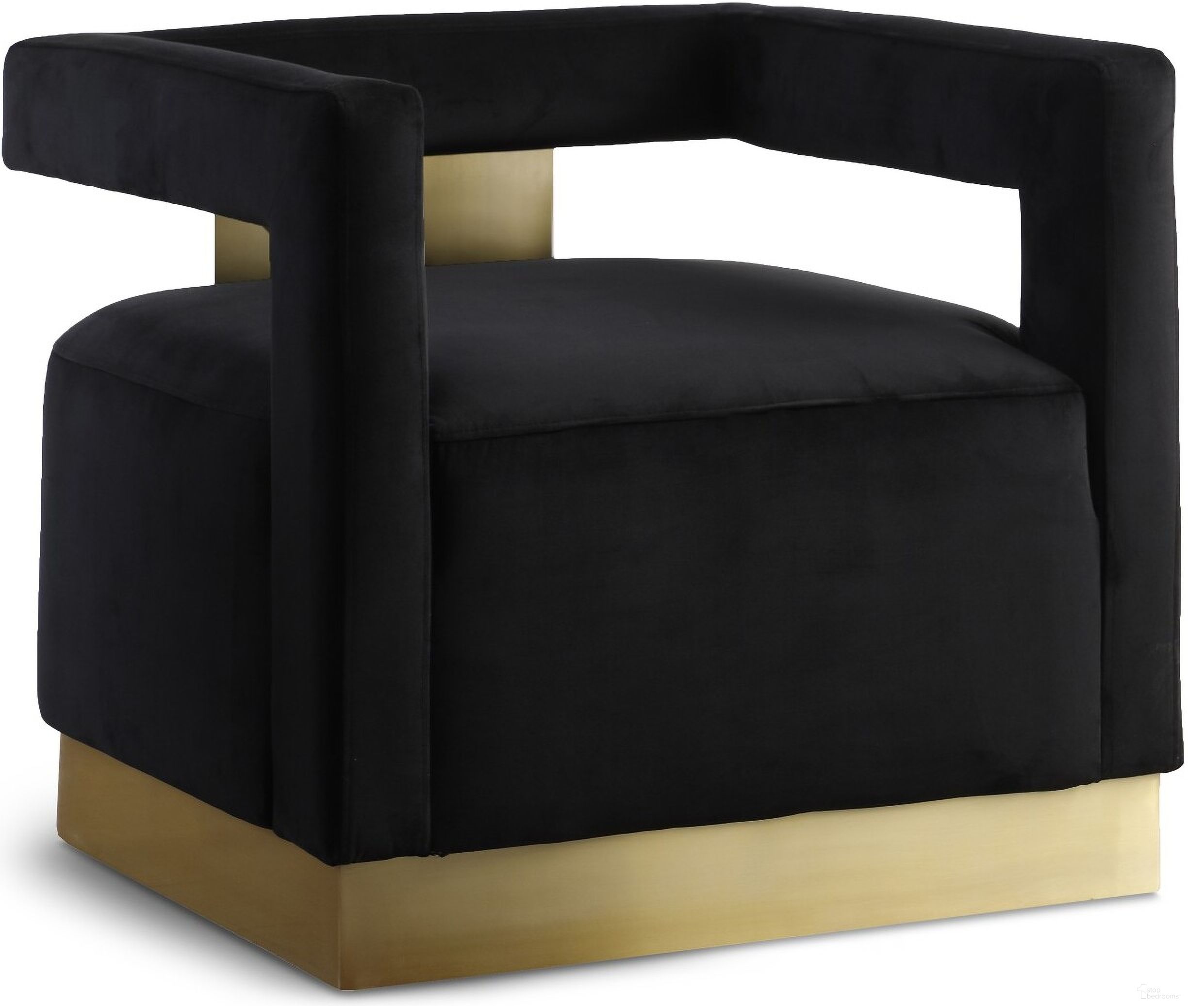 The appearance of Armani Velvet Accent Chair In Black designed by Meridian in the modern / contemporary interior design. This black piece of furniture was selected by 1StopBedrooms from Armani Collection to add a touch of cosiness and style into your home. Sku: 597Black. Material: Velvet.