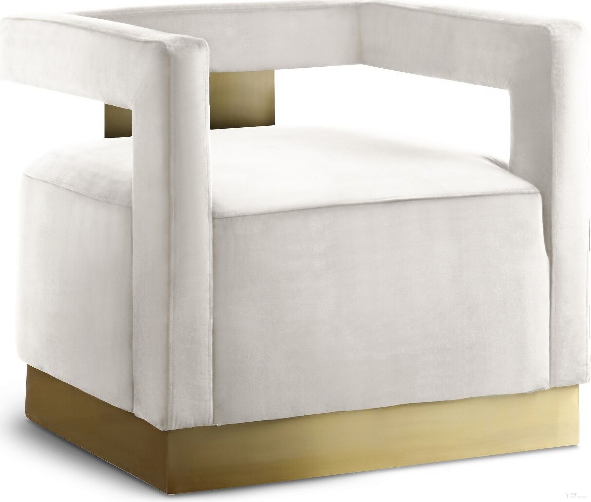 The appearance of Armani Velvet Accent Chair In Cream designed by Meridian in the modern / contemporary interior design. This cream velvet piece of furniture was selected by 1StopBedrooms from Armani Collection to add a touch of cosiness and style into your home. Sku: 597Cream. Material: Velvet.