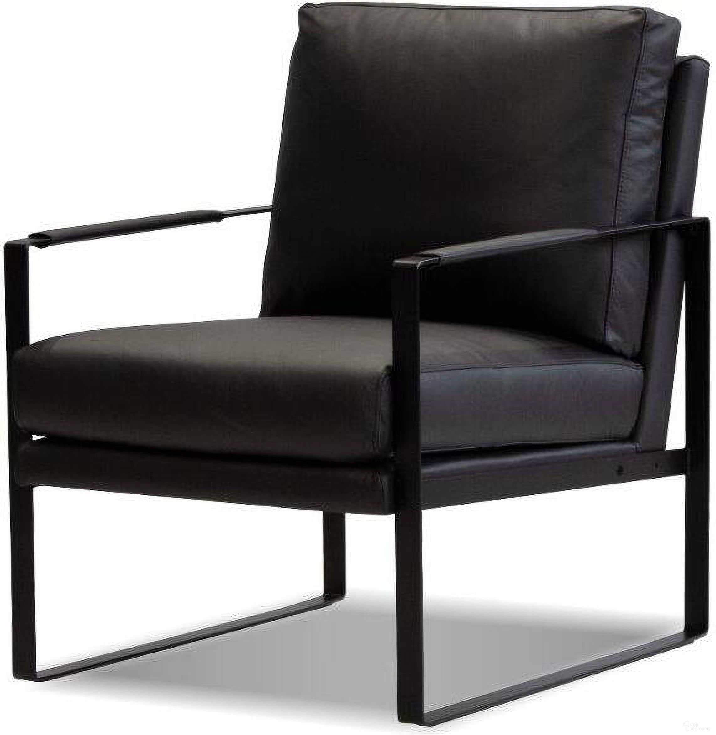 The appearance of Armchair Mitchell Black Leather/Black Powder Coated Frame designed by Mobital in the modern / contemporary interior design. This black piece of furniture was selected by 1StopBedrooms from Mitchell Collection to add a touch of cosiness and style into your home. Sku: LAR-MITC-BLAC-PCBLA. Material: Metal.