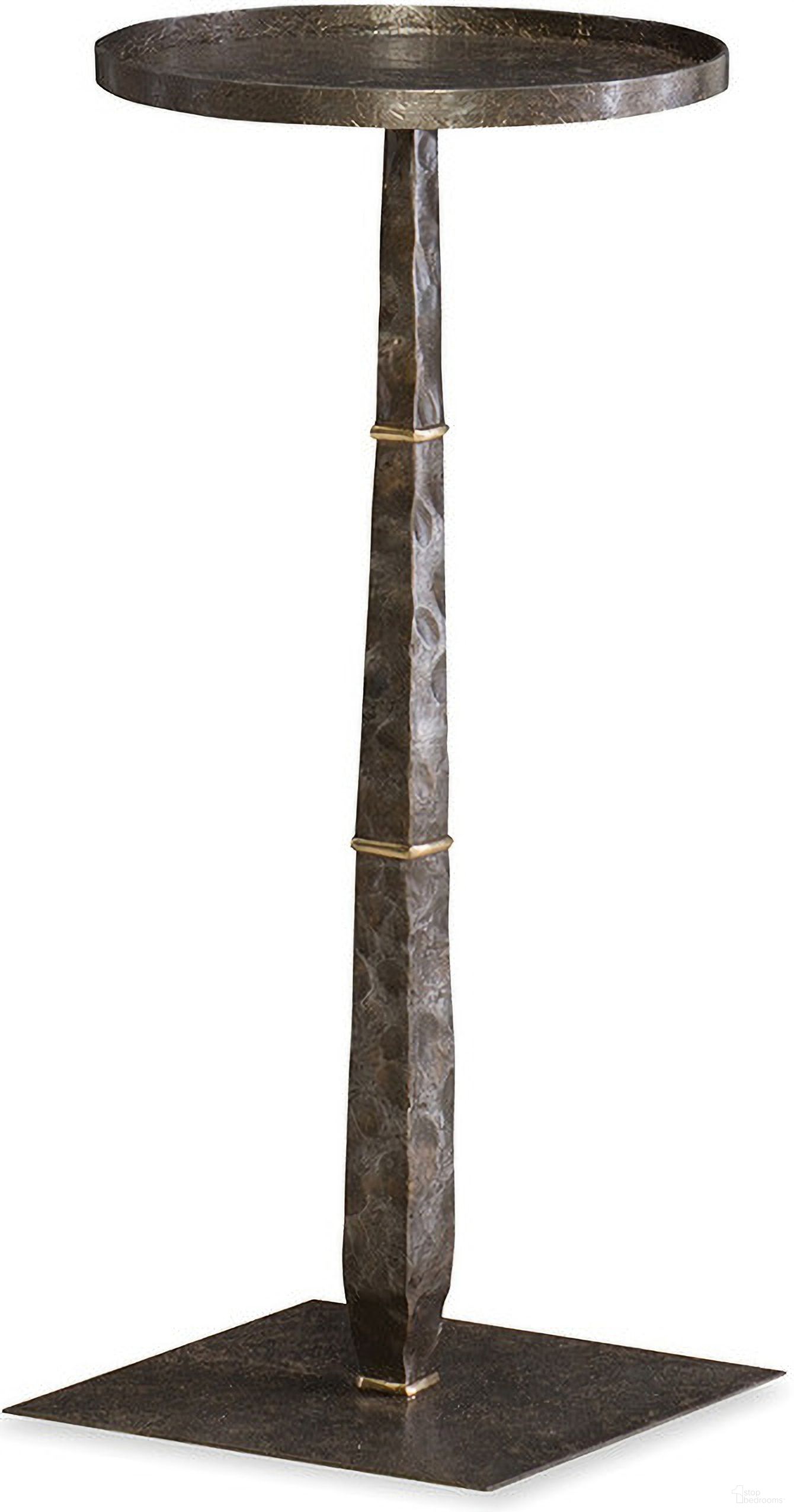 The appearance of Armor Accent Table In Bronze designed by Maitland-Smith in the bohemian interior design. This bronze piece of furniture  was selected by 1StopBedrooms from Maitland Smith Collection to add a touch of cosiness and style into your home. Sku: HM1283. Material: Iron.