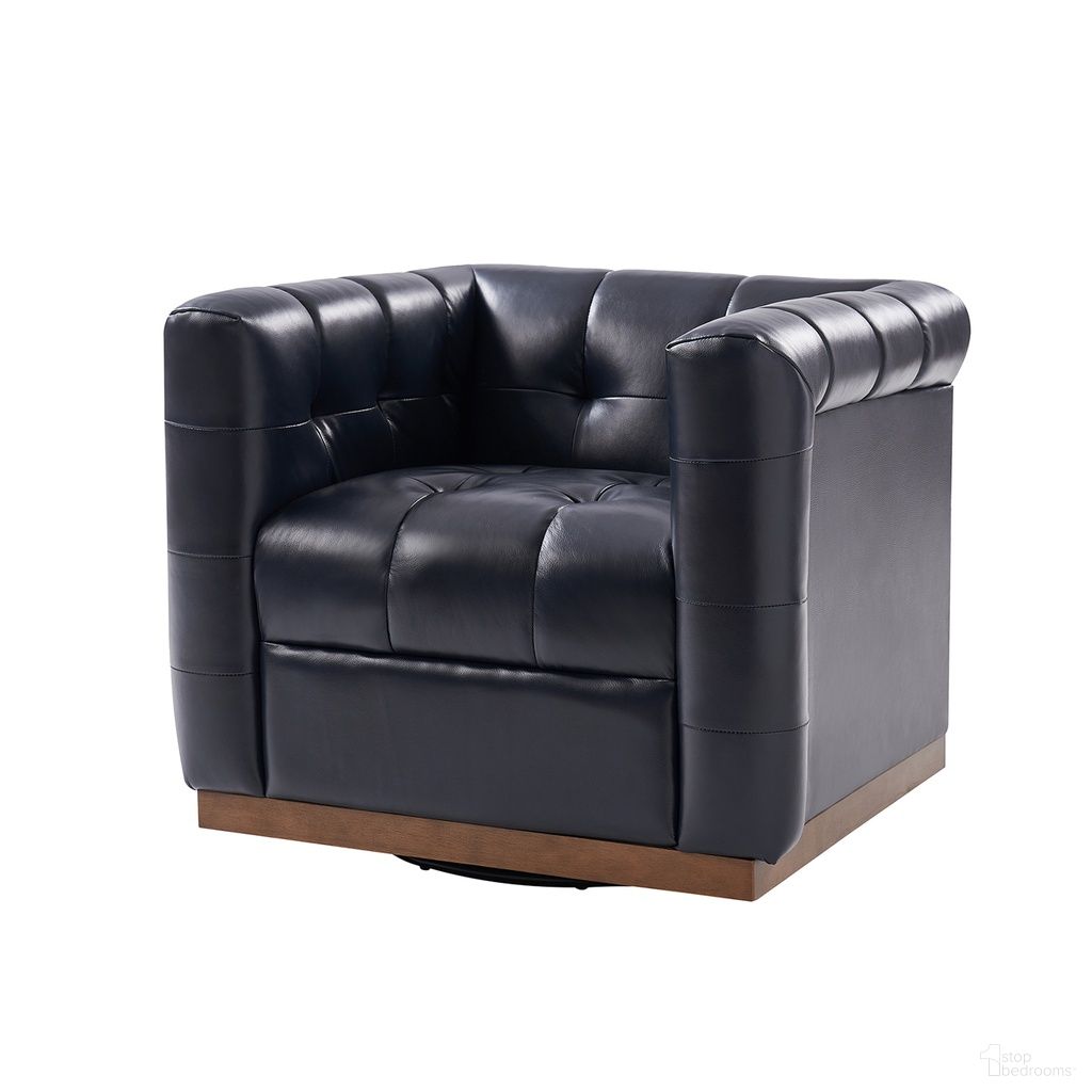 The appearance of Arnold Genuine Leather Swivel Club Chair In Navy designed by Karat Home in the modern / contemporary interior design. This navy piece of furniture was selected by 1StopBedrooms from Arnold Collection to add a touch of cosiness and style into your home. Sku: CHLB0975-NAV. Material: Genuine Leather.