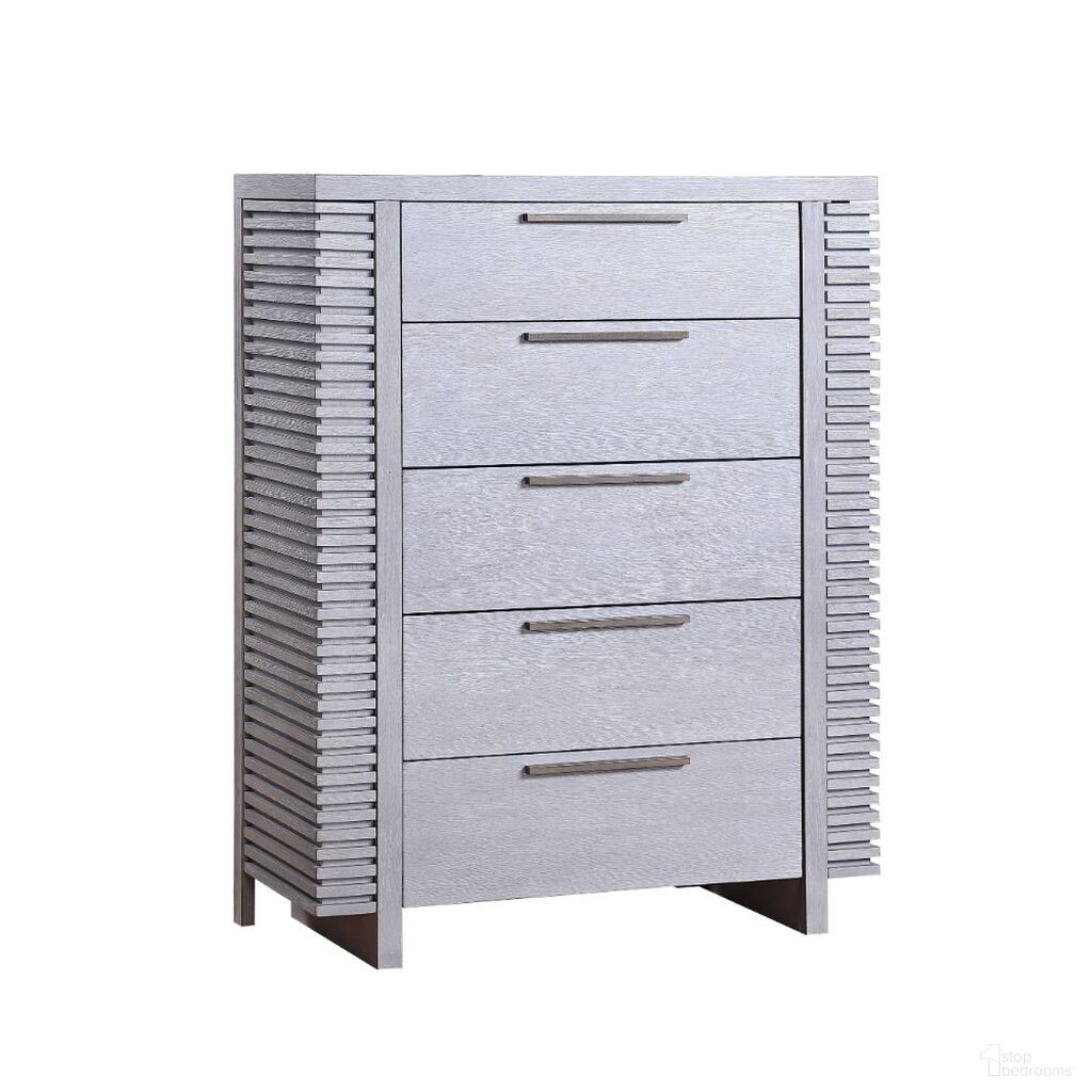 The appearance of Aromas Chest with Side Hidden Storage In White Oak designed by ACME in the coastal interior design. This white oak piece of furniture was selected by 1StopBedrooms from Aromas Collection to add a touch of cosiness and style into your home. Sku: 28127. Material: Wood.
