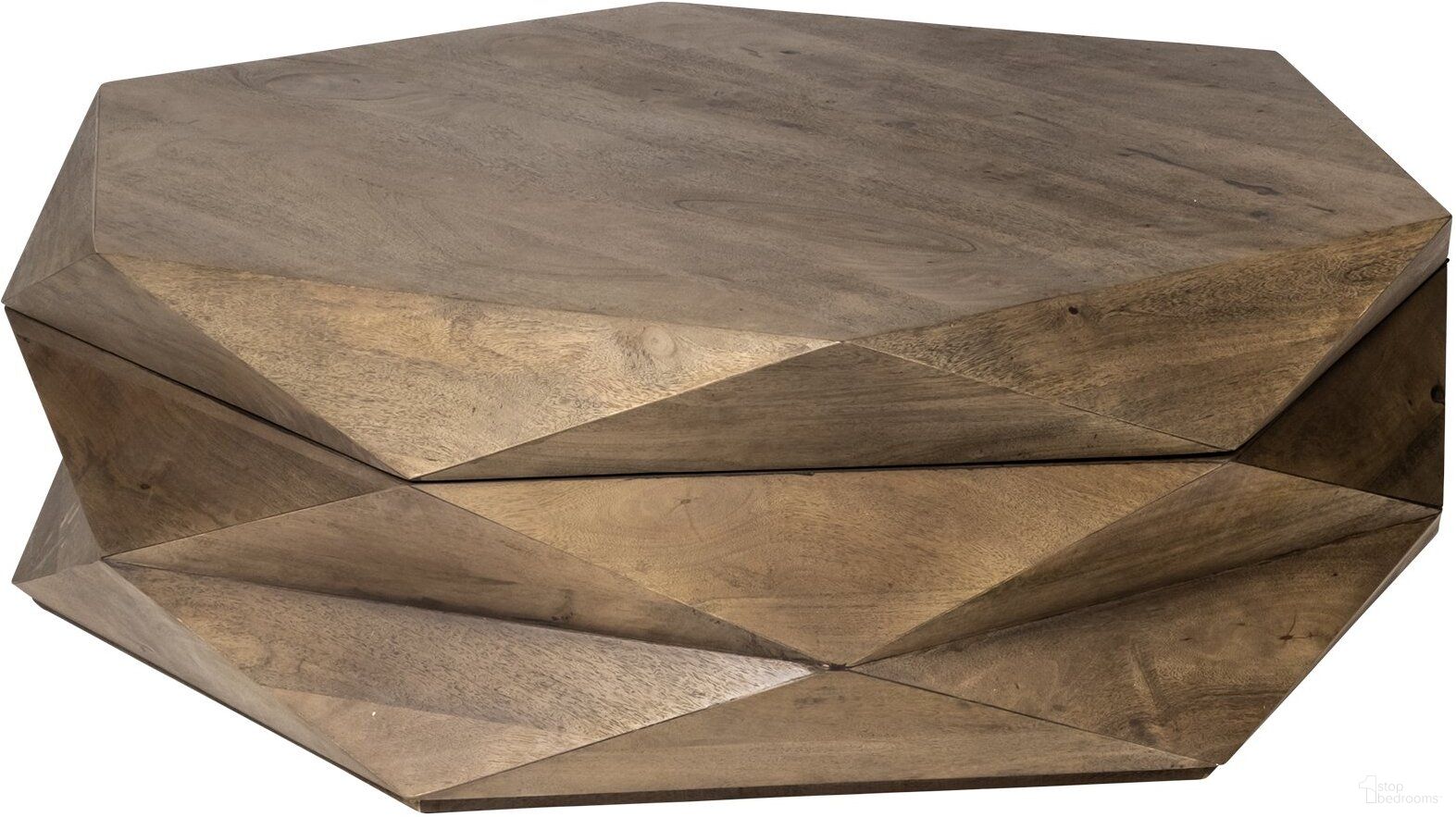 The appearance of Arreto 48 Inch Hexagonal Hinged Solid Wood Top and Base Coffee Table In Medium Brown designed by Mercana in the modern / contemporary interior design. This medium brown piece of furniture was selected by 1StopBedrooms from Arreto Collection to add a touch of cosiness and style into your home. Sku: 68229. Material: Solid Wood.