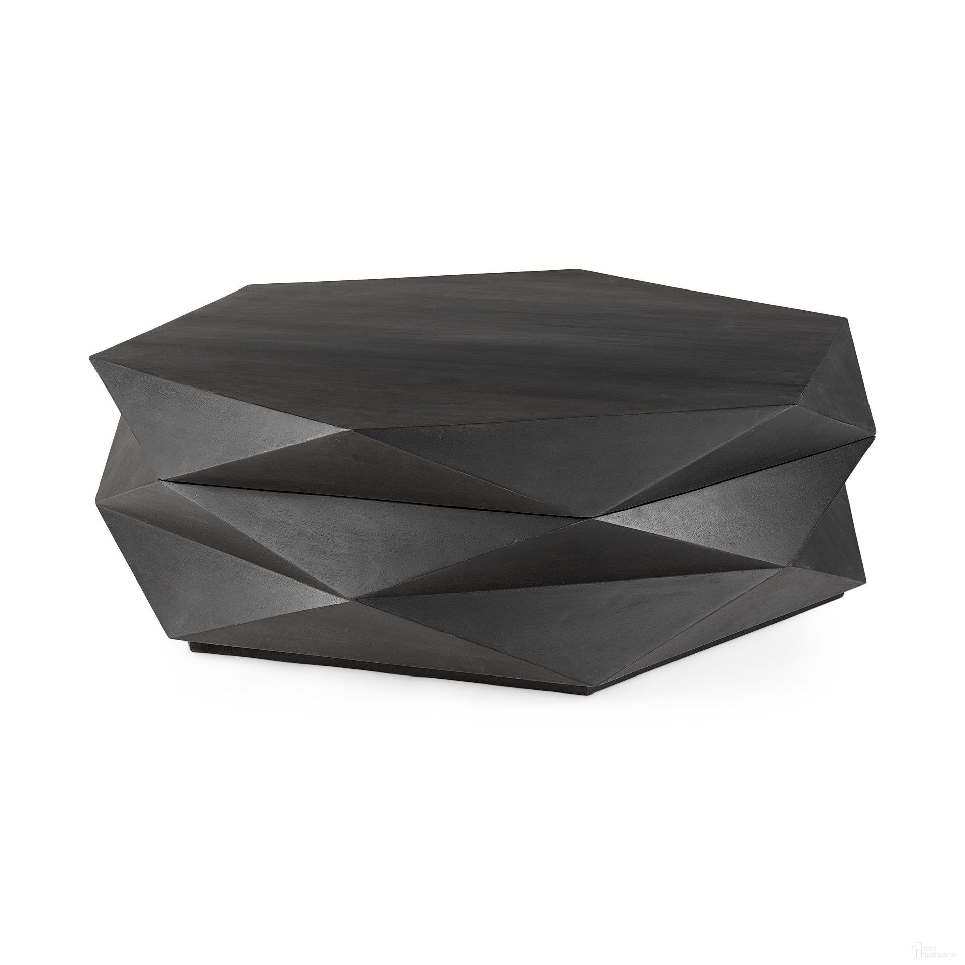 The appearance of Arreto Solid Wood Hexagonal Storage Coffee Table In Black designed by Mercana in the modern / contemporary interior design. This black piece of furniture  was selected by 1StopBedrooms from Arreto Collection to add a touch of cosiness and style into your home. Sku: 69541. Material: Solid Wood.
