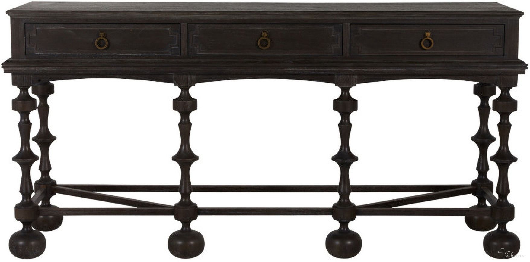 The appearance of Arrington Console Table In Cerused Ash and Antique Brass designed by Gabby in the transitional interior design. This cerused ash/antique brass piece of furniture was selected by 1StopBedrooms from Arrington Collection to add a touch of cosiness and style into your home. Sku: SCH-169210. Material: Rubberwood.