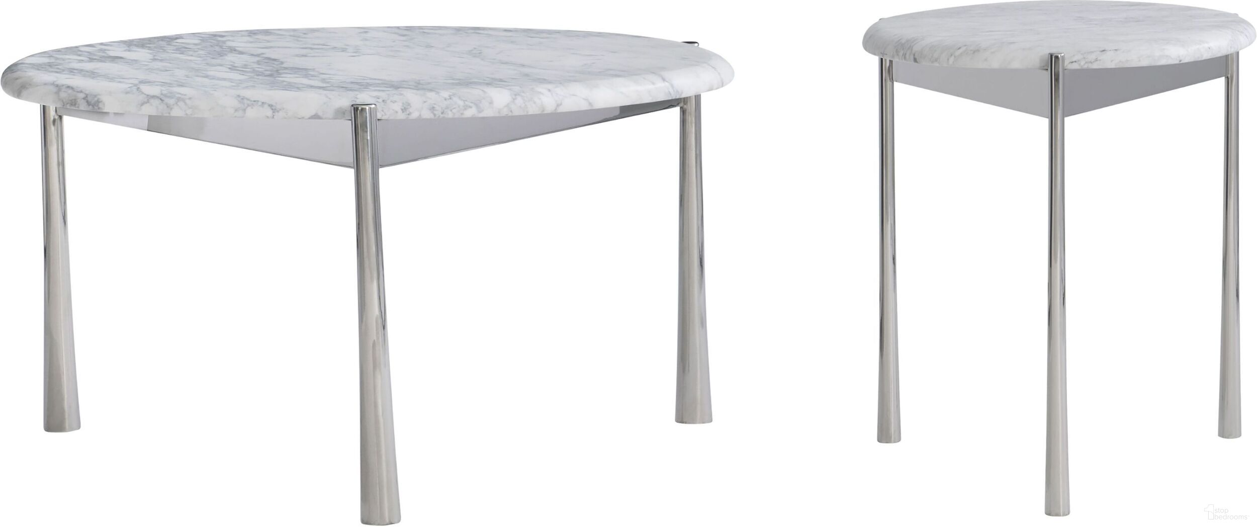 The appearance of Arris 17" Occasional Table Set designed by Bernhardt in the transitional interior design. This polished stainless steel/marble piece of furniture  was selected by 1StopBedrooms from Arris Collection to add a touch of cosiness and style into your home. Sku: 321011;321012. Material: Stone.