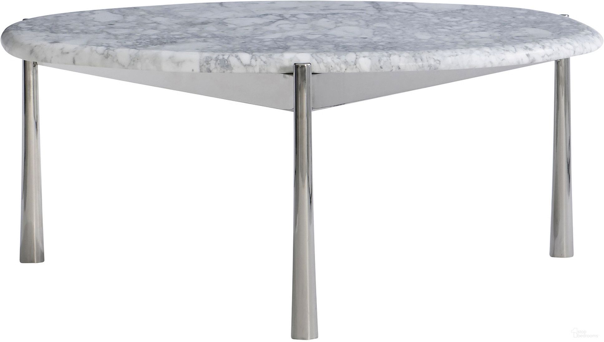 The appearance of Arris Cocktail Table - 15" designed by Bernhardt in the transitional interior design. This polished stainless steel/marble piece of furniture  was selected by 1StopBedrooms from Arris Collection to add a touch of cosiness and style into your home. Sku: 321010. Material: Stone.