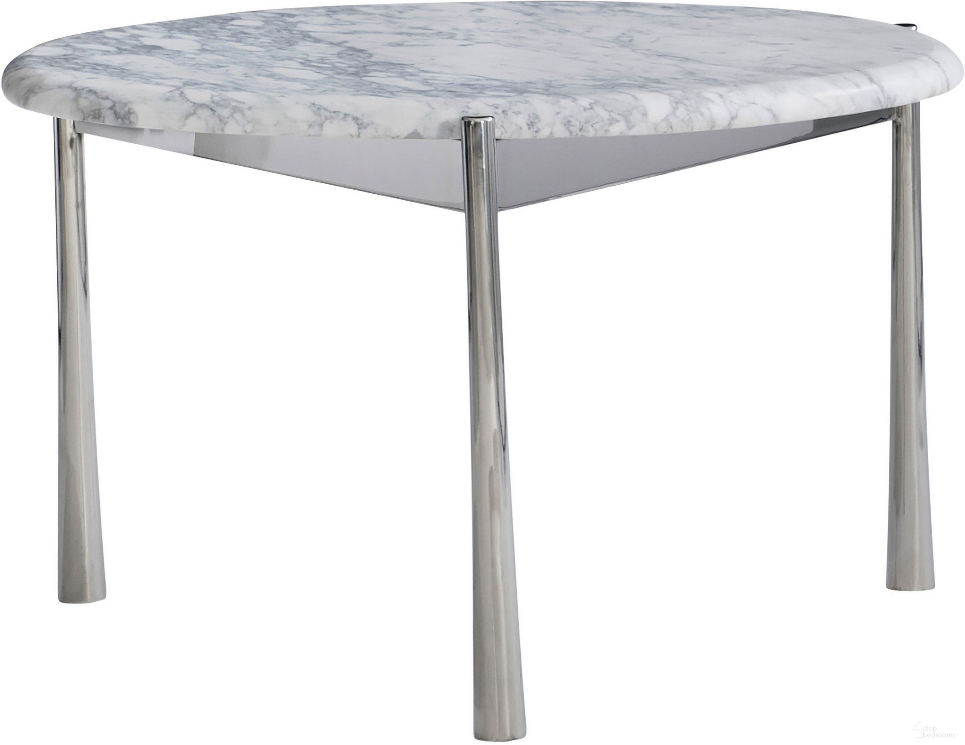 The appearance of Arris Cocktail Table - 17" designed by Bernhardt in the transitional interior design. This polished stainless steel/marble piece of furniture  was selected by 1StopBedrooms from Arris Collection to add a touch of cosiness and style into your home. Sku: 321011. Material: Stone.
