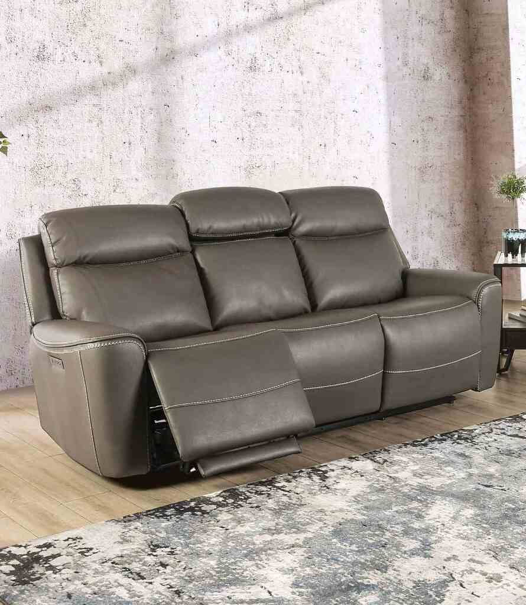 The appearance of Artemia Power Sofa In Gray designed by Furniture of America in the transitional interior design. This gray piece of furniture  was selected by 1StopBedrooms from Artemia Collection to add a touch of cosiness and style into your home. Sku: CM9922GY-SF-PM. Material: Leather.