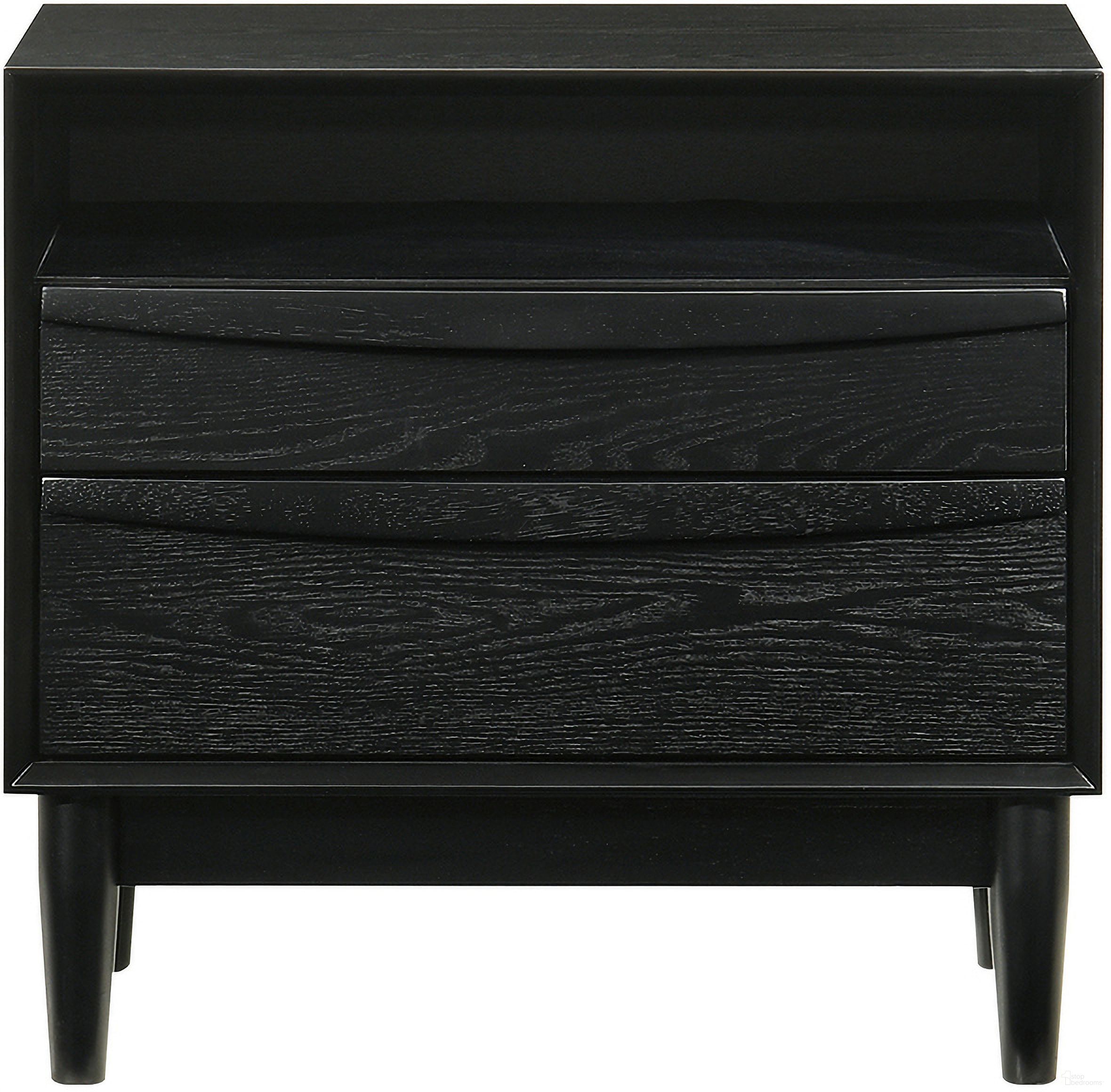 The appearance of Artemio 2 Drawer Wood Nightstand with Shelf In Black designed by Armen Living in the transitional interior design. This black piece of furniture was selected by 1StopBedrooms from Artemio Collection to add a touch of cosiness and style into your home. Sku: LCARLABLK. Material: Wood.