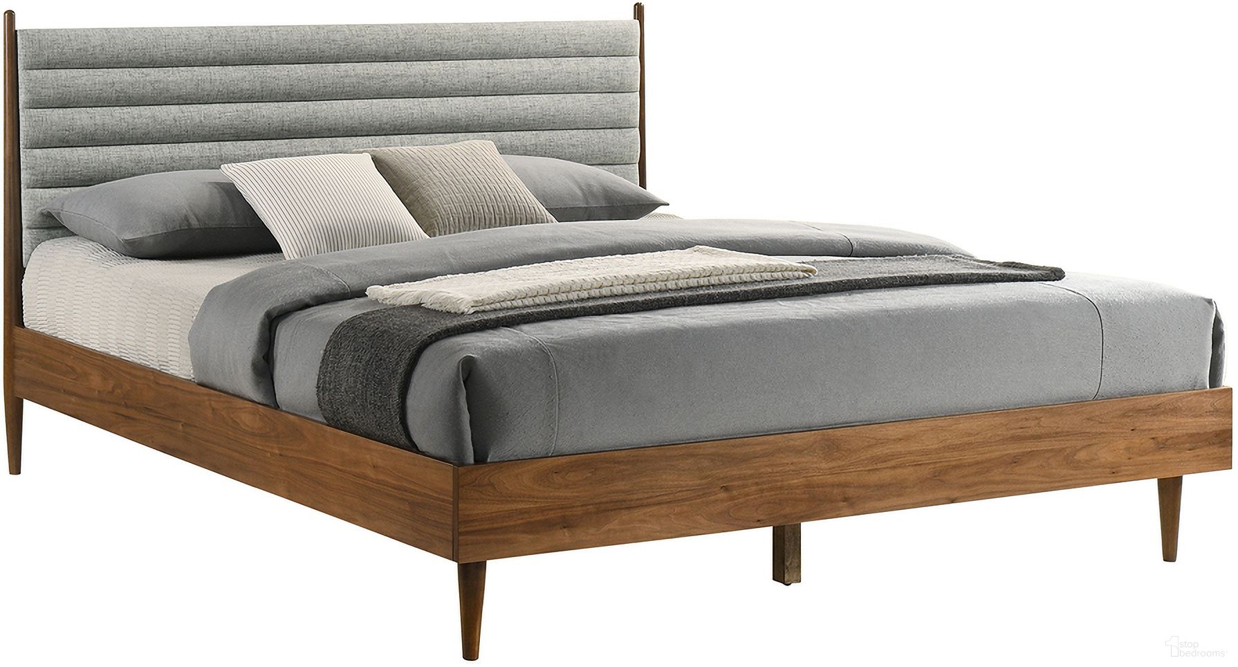The appearance of Artemio King Platform Wood Bed Frame In Walnut designed by Armen Living in the transitional interior design. This walnut piece of furniture  was selected by 1StopBedrooms from Artemio Collection to add a touch of cosiness and style into your home. Sku: LCARBDKGWALBX1;LCARBDKGWALBX2;LCARBDKGWALBX3. Bed Type: Platform Bed. Material: Wood. Bed Size: King.