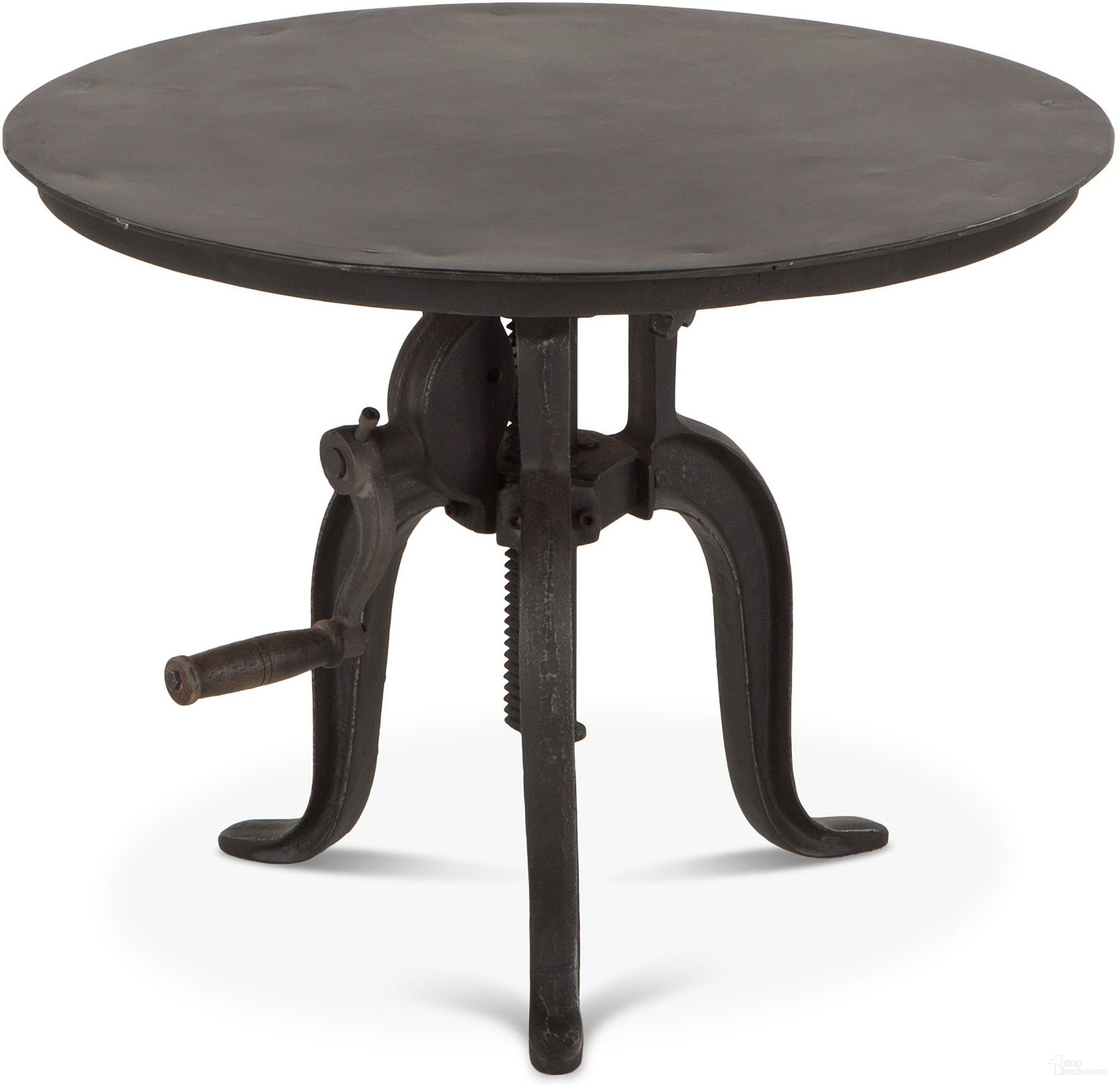Artezia 24 Inch Height Adjustable Crank Side Table In Matte Black Cast Iron
