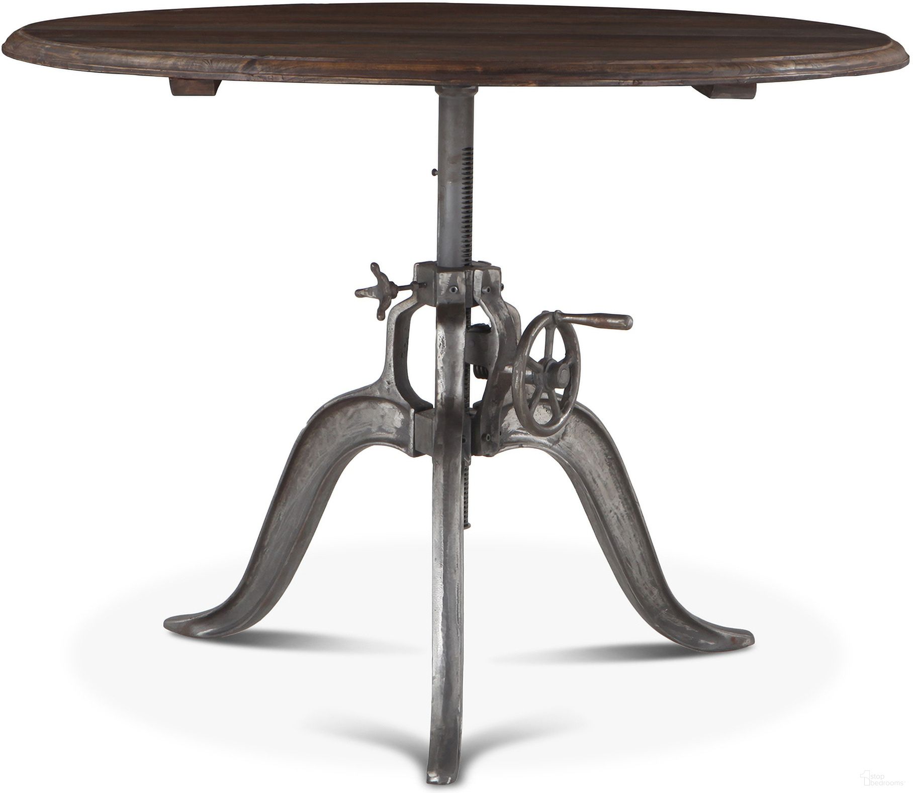 The appearance of Artezia 48 Inch Height Adjustable Round Dining Table In Weathered Teak designed by Home Trends and Design in the industrial interior design. This weathered teak piece of furniture  was selected by 1StopBedrooms from Artezia Collection to add a touch of cosiness and style into your home. Sku: ZWAT4829. Table Base Style: Legs. Table Top Shape: Round. Size: 48". Material: Teak Wood.