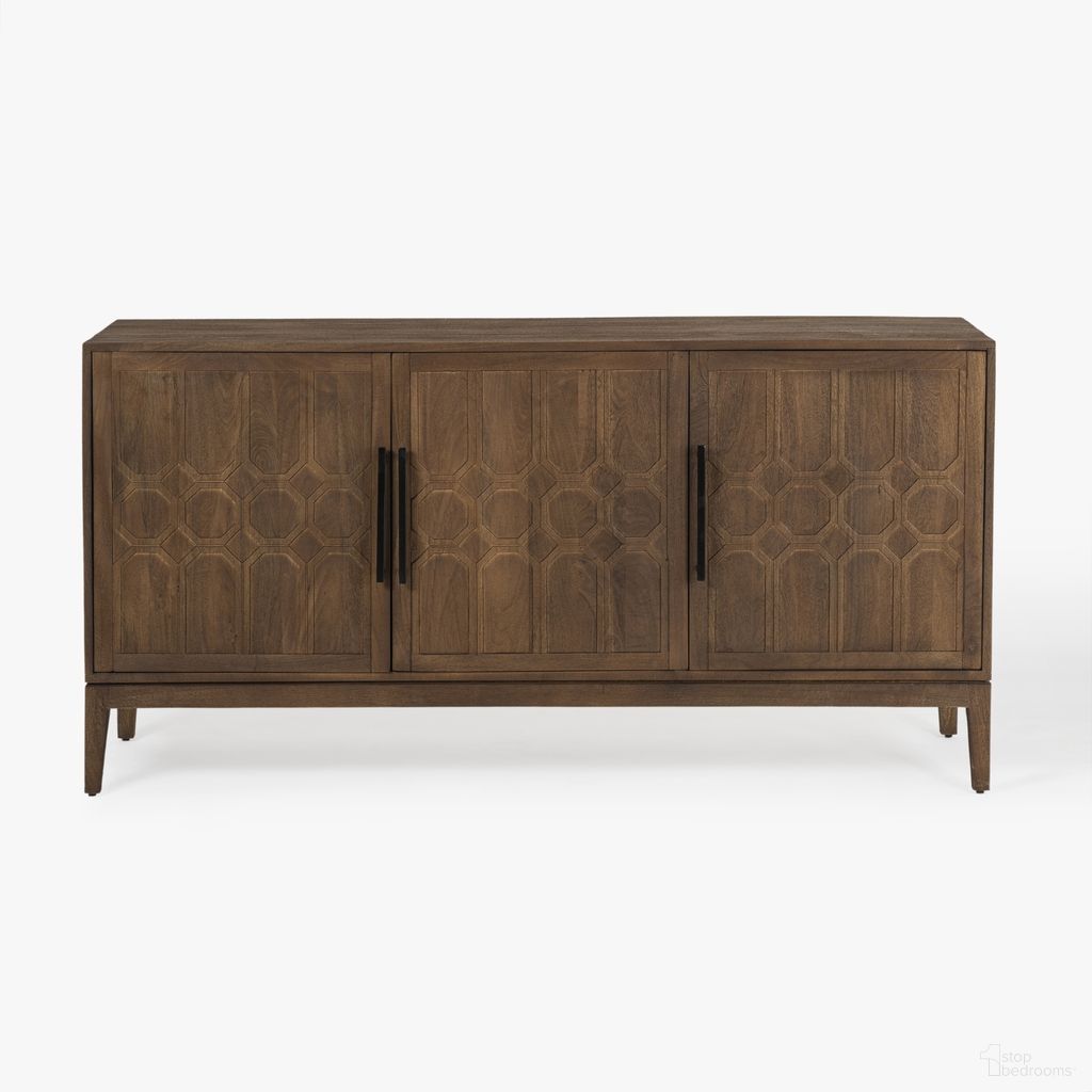 The appearance of Artha Buffet In Walnut designed by Co. House Designs in the rustic / southwestern interior design. This walnut piece of furniture  was selected by 1StopBedrooms from Artha Collection to add a touch of cosiness and style into your home. Sku: CH-1002624. Material: Mango Wood.