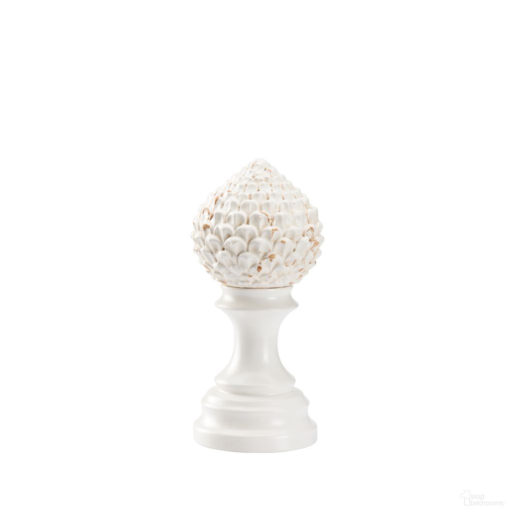 The appearance of Artichoke Finial Small In White and Cream designed by Chelsea House in the modern / contemporary interior design. This white/cream piece of furniture  was selected by 1StopBedrooms from Bill Cain Collection to add a touch of cosiness and style into your home. Sku: 385534. Material: Ceramic.