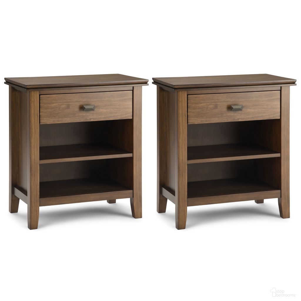 The appearance of Artisan 24 Inch Solid Wood Night Stand Set of 2 In Rustic Natural Aged Brown designed by Simpli Home in the transitional interior design. This rustic natural aged brown piece of furniture was selected by 1StopBedrooms from Artisan Collection to add a touch of cosiness and style into your home. Sku: ARS224NS001RNAB. Material: Pine.