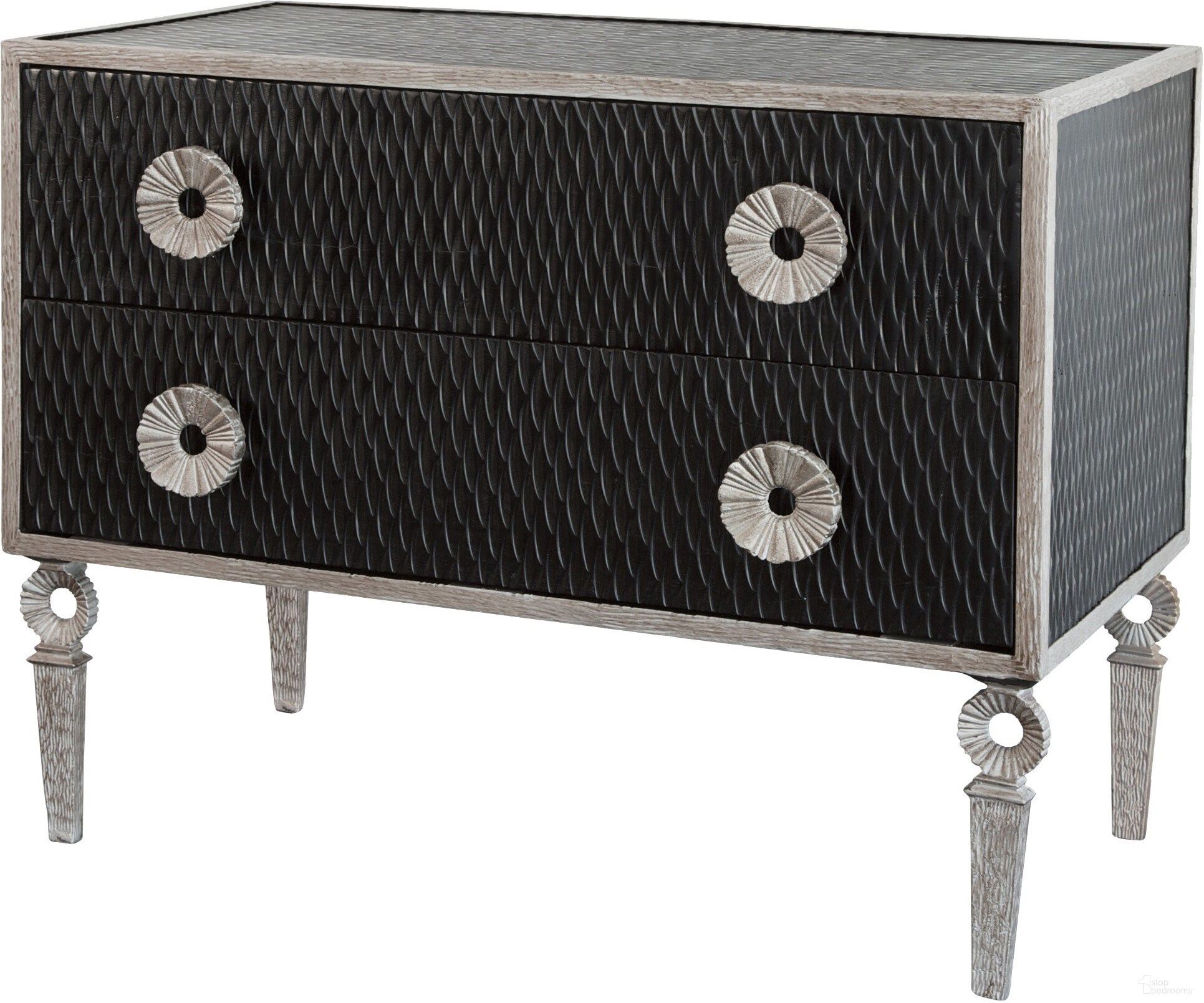 The appearance of Artisan Chest In Black designed by Global Views in the modern / contemporary interior design. This black piece of furniture  was selected by 1StopBedrooms from Artisan Collection to add a touch of cosiness and style into your home. Sku: 990781. Material: Iron.