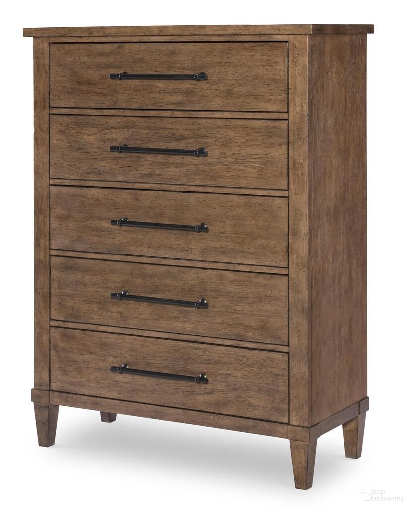 The appearance of Artisan's Place 5 Drawer Chest In Vintage Pine and Ironwood designed by Legacy Classic in the modern / contemporary interior design. This vintage pine and ironwood piece of furniture was selected by 1StopBedrooms from Artisan's Place Collection to add a touch of cosiness and style into your home. Sku: 3270-2200. Material: Pine Veneer.