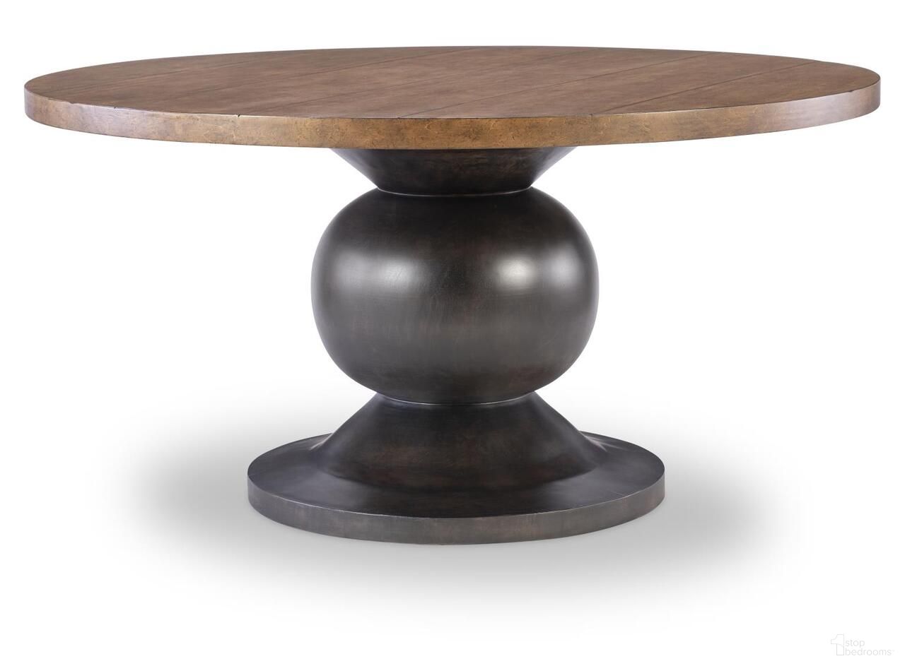 The appearance of Artisan's Place Complete Round Dining Table In Vintage Pine and Ironwood designed by Legacy Classic in the modern / contemporary interior design. This vintage pine and ironwood piece of furniture  was selected by 1StopBedrooms from Artisan's Place Collection to add a touch of cosiness and style into your home. Sku: 3270-520T;3270-520B. Table Base Style: Pedestal. Table Top Shape: Round. Size: 60". Material: Pine Veneer.