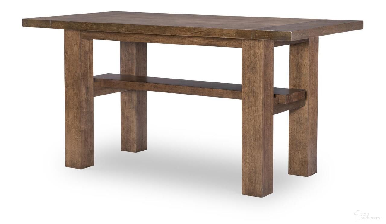 The appearance of Artisan's Place Counter Height Dining Table In Vintage Pine and Ironwood designed by Legacy Classic in the modern / contemporary interior design. This vintage pine and ironwood piece of furniture  was selected by 1StopBedrooms from Artisan's Place Collection to add a touch of cosiness and style into your home. Sku: 3270-920. Table Base Style: Trestle. Table Top Shape: Rectangular. Size: 72" x 36". Material: Pine Veneer.