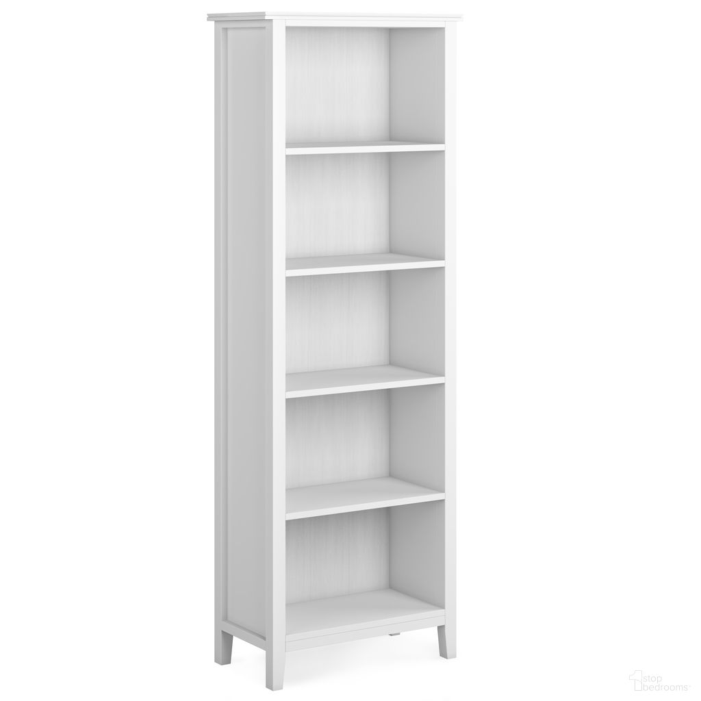 The appearance of Artisan Solid Wood 5 Shelf Bookcase In White designed by Simpli Home in the modern / contemporary interior design. This white piece of furniture was selected by 1StopBedrooms from Artisan Collection to add a touch of cosiness and style into your home. Sku: AXCART09-WH. Material: Pine.
