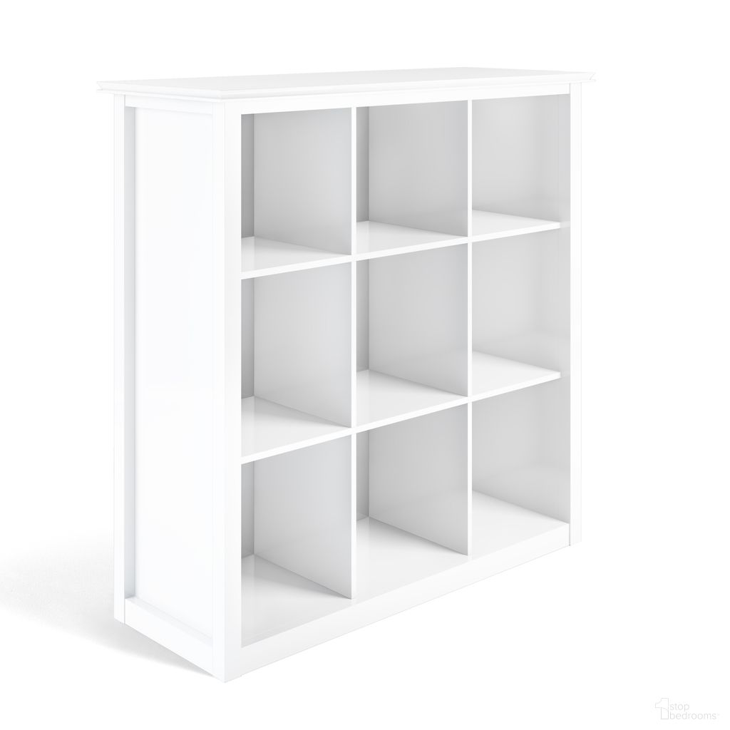 The appearance of Artisan Solid Wood 9 Cube Bookcase and Storage Unit In White designed by Simpli Home in the transitional interior design. This white piece of furniture  was selected by 1StopBedrooms from Artisan Collection to add a touch of cosiness and style into your home. Sku: AXCART21-WH. Material: Pine.