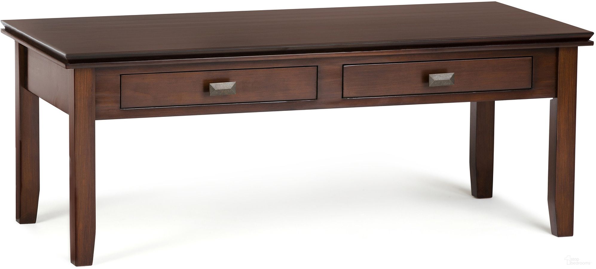 The appearance of Artisan Solid Wood Coffee Table In Russet Brown designed by Simpli Home in the transitional interior design. This russet brown piece of furniture was selected by 1StopBedrooms from Artisan Collection to add a touch of cosiness and style into your home. Sku: AXCRART01-RUS. Material: Pine.