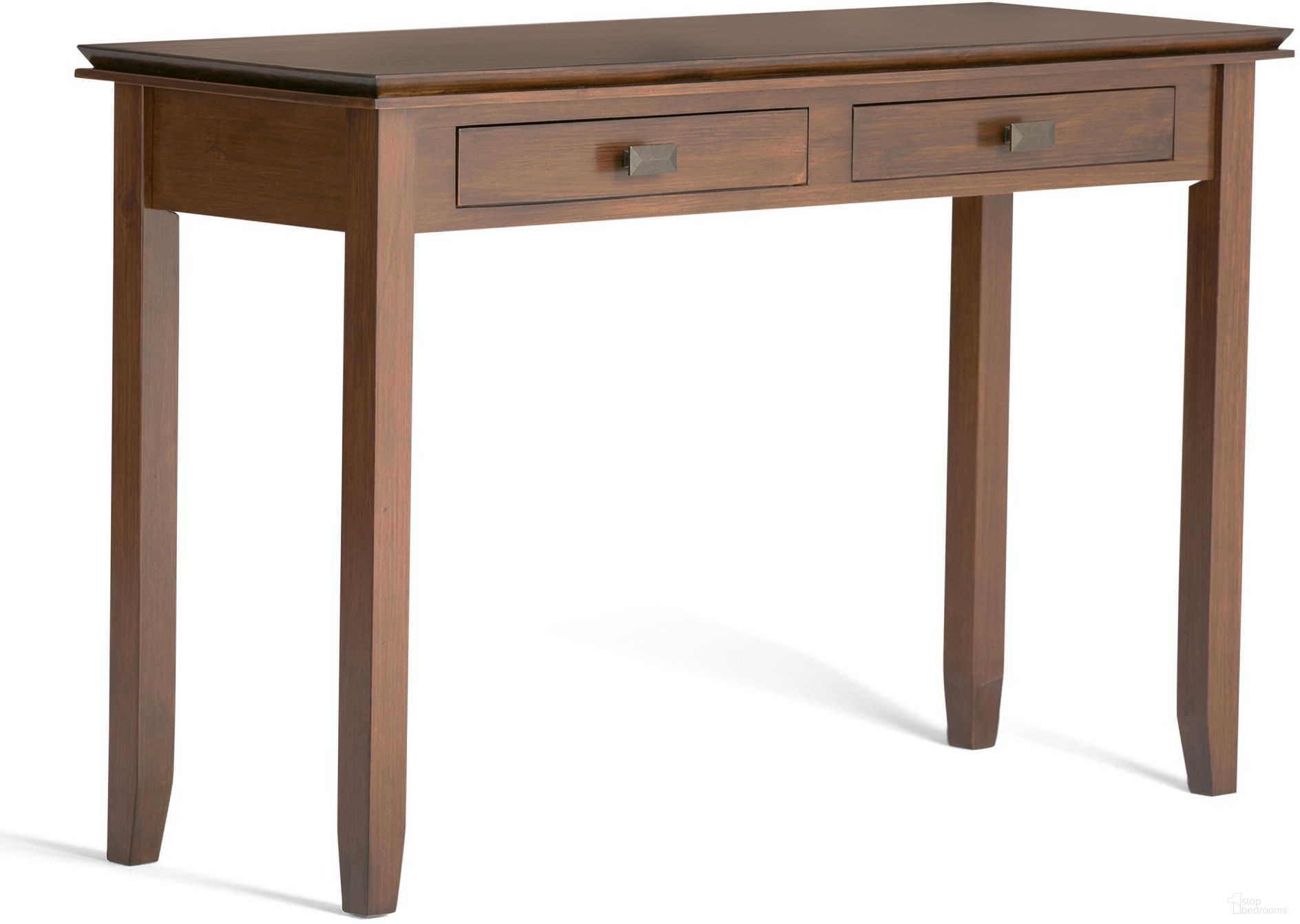 The appearance of Artisan Solid Wood Console Sofa Table In Russet Brown designed by Simpli Home in the transitional interior design. This russet brown piece of furniture was selected by 1StopBedrooms from Artisan Collection to add a touch of cosiness and style into your home. Sku: AXCRART06-RUS. Material: Pine.