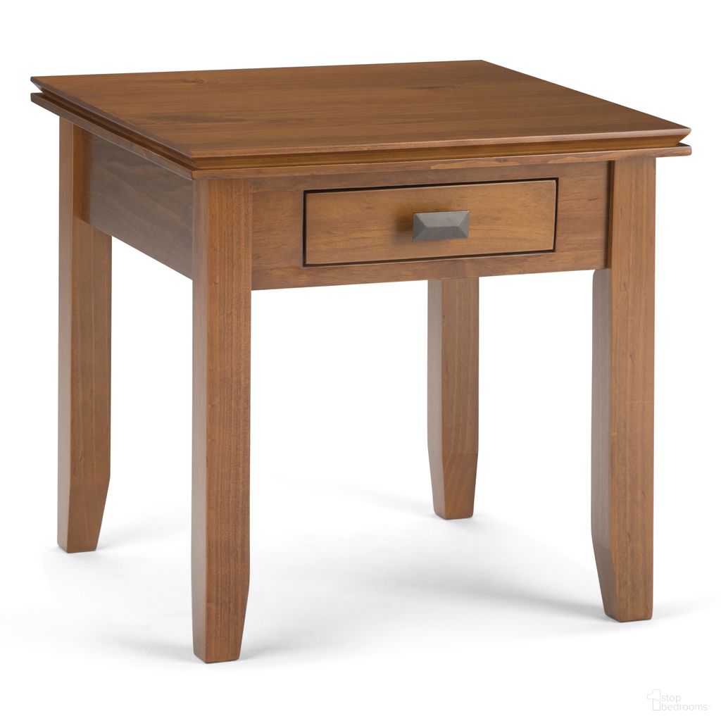 Artisan Solid Wood End Table In Honey Brown