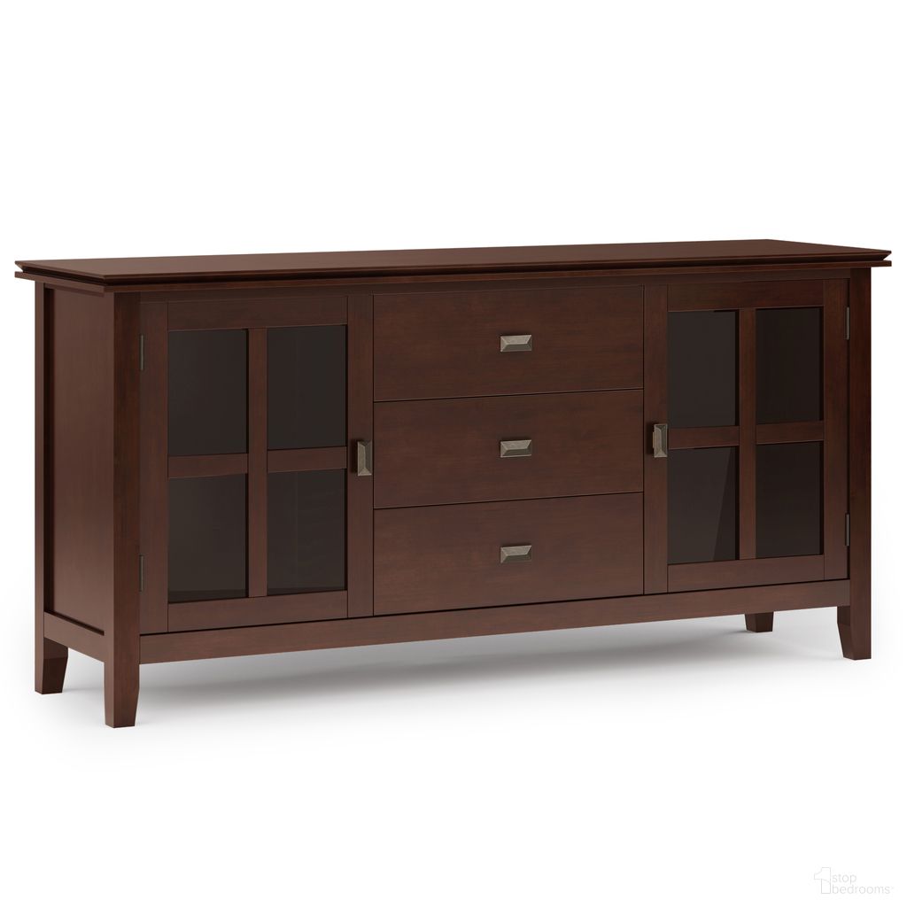 The appearance of Artisan Solid Wood Large Sideboard Buffet In Russet Brown designed by Simpli Home in the modern / contemporary interior design. This russet brown piece of furniture was selected by 1StopBedrooms from Artisan Collection to add a touch of cosiness and style into your home. Sku: AXCART30-RUS. Material: Pine.