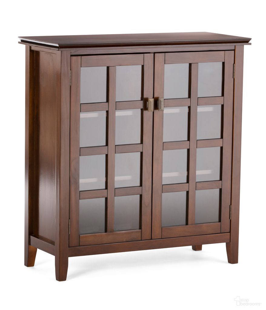 The appearance of Artisan Solid Wood Medium Storage Cabinet In Russet Brown designed by Simpli Home in the transitional interior design. This russet brown piece of furniture  was selected by 1StopBedrooms from Artisan Collection to add a touch of cosiness and style into your home. Sku: AXCRART15-RUS. Material: Pine.
