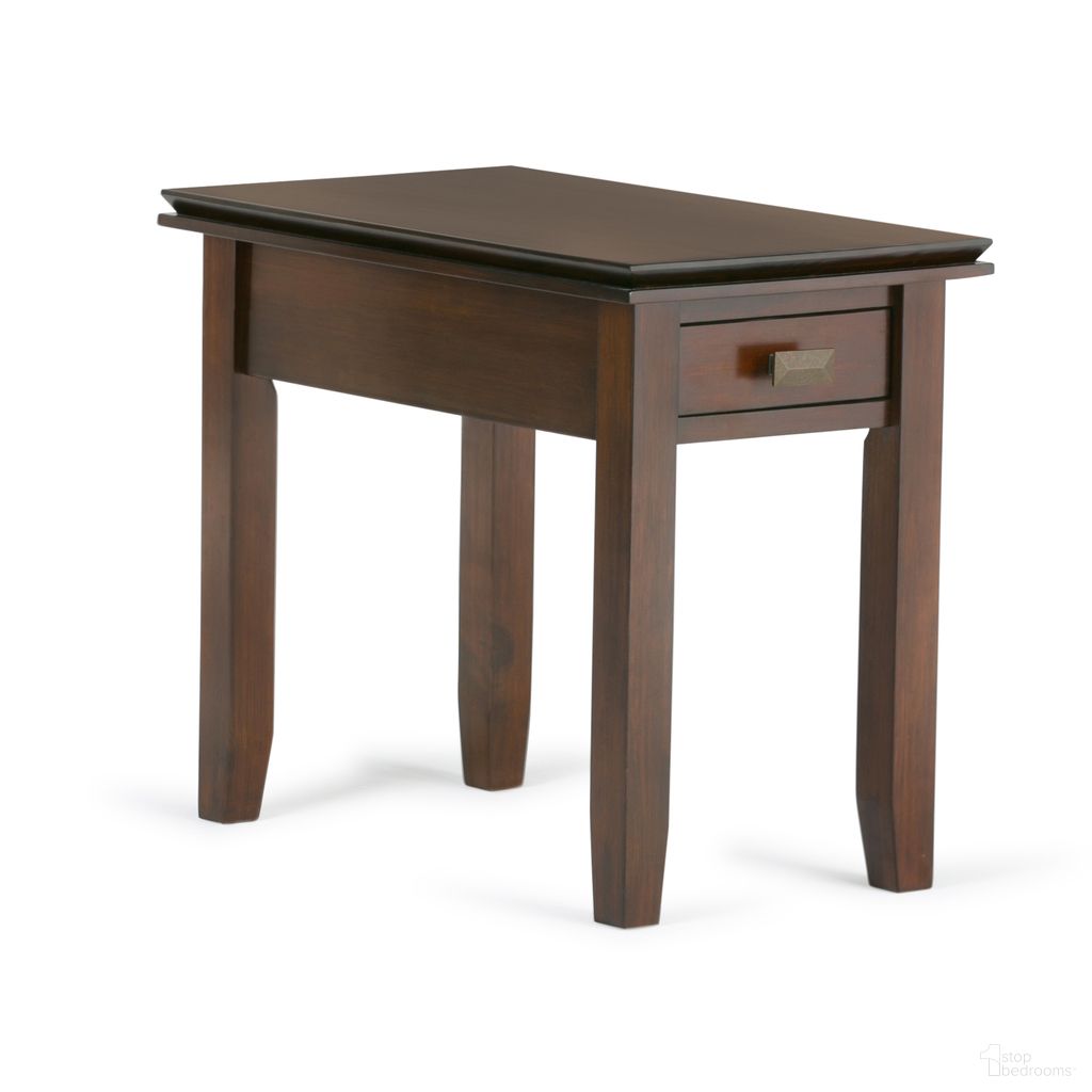 The appearance of Artisan Solid Wood Narrow Side Table In Russet Brown designed by Simpli Home in the transitional interior design. This russet brown piece of furniture was selected by 1StopBedrooms from Artisan Collection to add a touch of cosiness and style into your home. Sku: AXCRART05-RUS. Material: Pine.