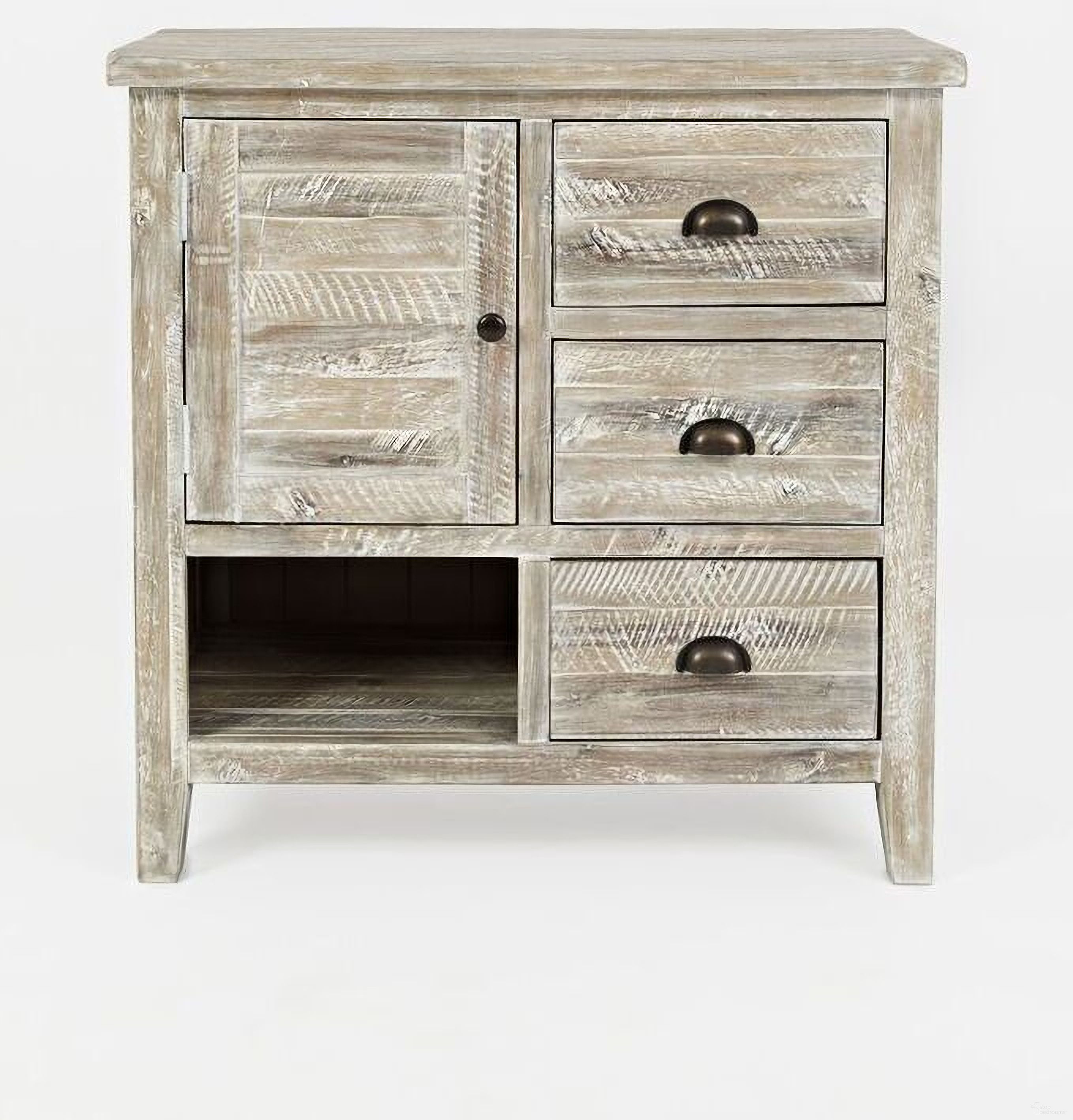 The appearance of Artisan'S Craft Accent Chest In Washed Grey designed by Jofran in the transitional interior design. This washed grey piece of furniture was selected by 1StopBedrooms from Artisan'S Craft Collection to add a touch of cosiness and style into your home. Sku: 1743-32. Material: Acacia.