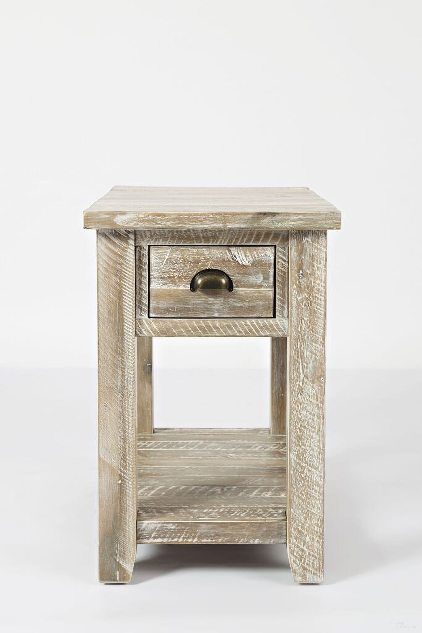 The appearance of Artisan'S Craft Chairside Table In Washed Grey designed by Jofran in the transitional interior design. This washed grey piece of furniture was selected by 1StopBedrooms from Artisan'S Craft Collection to add a touch of cosiness and style into your home. Sku: 1743-7. Material: Acacia.