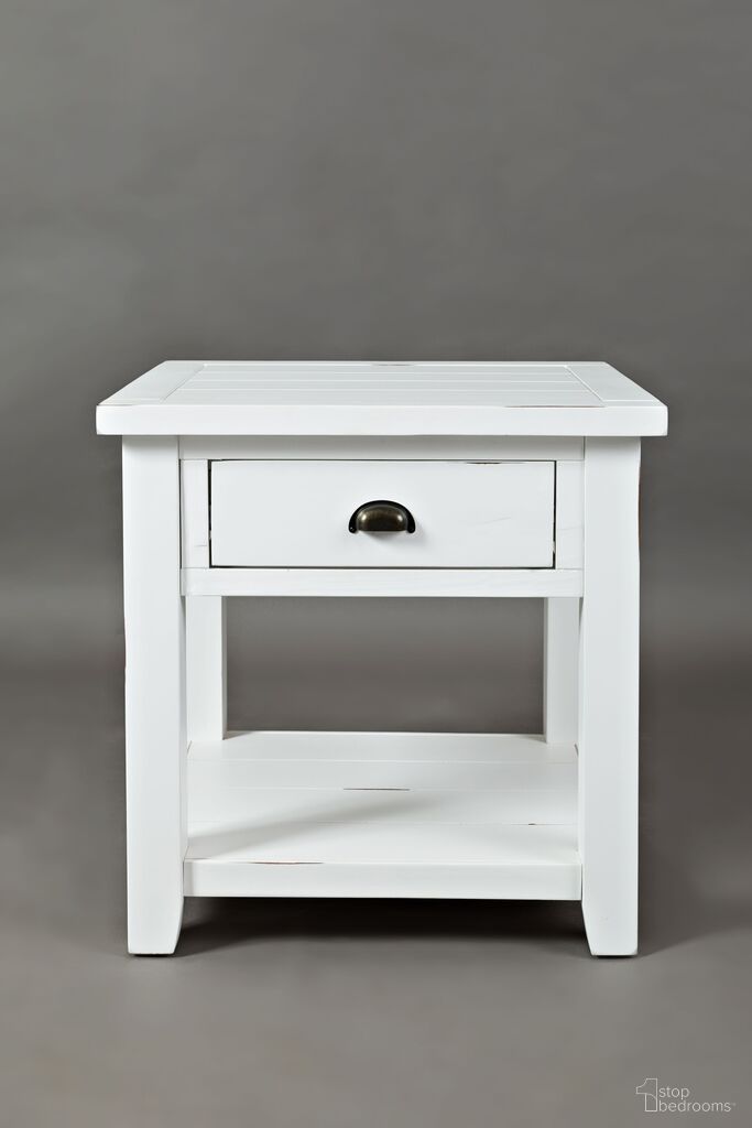 The appearance of Artisan'S Craft End Table In White designed by Jofran in the transitional interior design. This white piece of furniture  was selected by 1StopBedrooms from Artisan'S Craft Collection to add a touch of cosiness and style into your home. Sku: 1744-3. Material: Acacia.