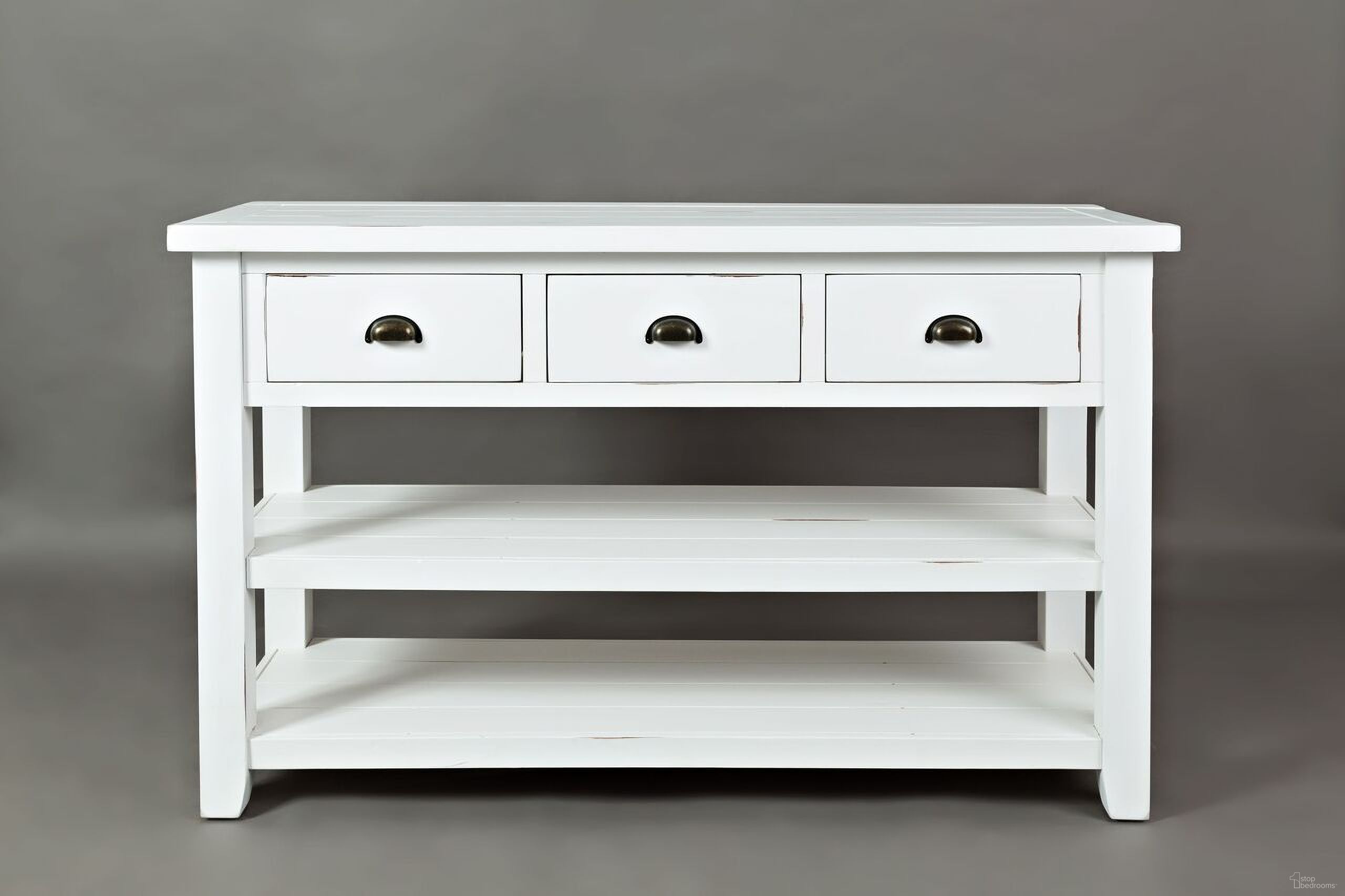 The appearance of Artisan'S Craft 50 Inch Sofa Table In White designed by Jofran in the transitional interior design. This white piece of furniture was selected by 1StopBedrooms from Artisan'S Craft Collection to add a touch of cosiness and style into your home. Sku: 1744-4. Material: Acacia.