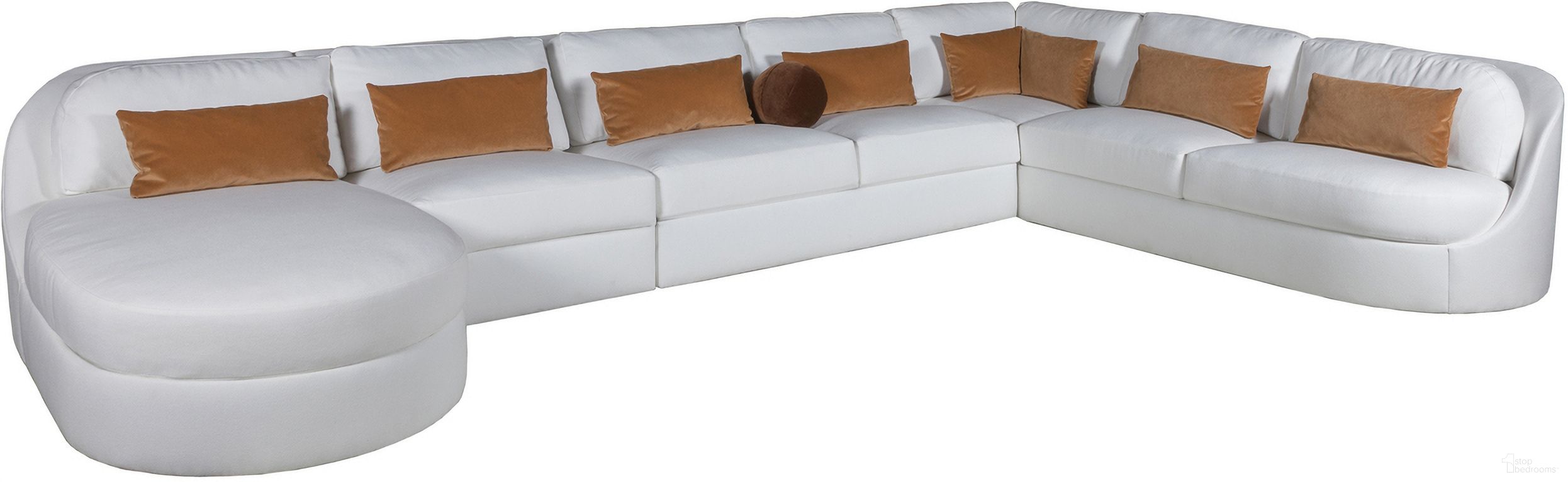 The appearance of Artistica Upholstery Sectional In White designed by Artistica Home in the modern / contemporary interior design. This white piece of furniture  was selected by 1StopBedrooms from Artistica Upholstery Collection to add a touch of cosiness and style into your home. Sku: 2416-51S-60. Material: Fabric.