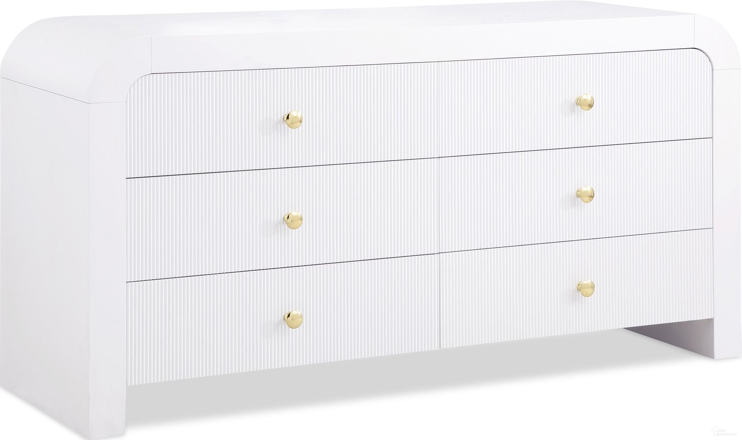 The appearance of Artisto Dresser In White designed by Meridian in the modern / contemporary interior design. This white piece of furniture  was selected by 1StopBedrooms from Artisto Collection to add a touch of cosiness and style into your home. Sku: 888White-D. Material: Wood.