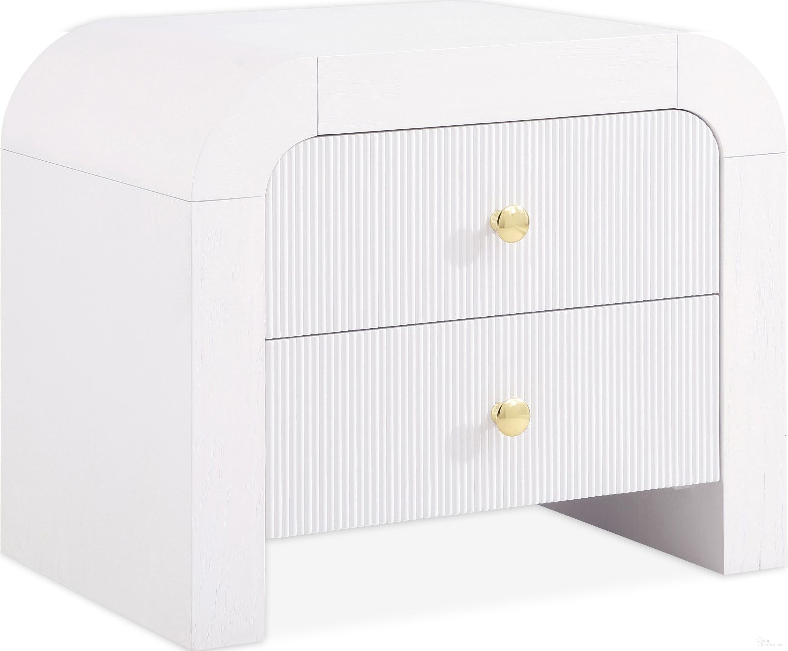 The appearance of Artisto Night Stand In White designed by Meridian in the modern / contemporary interior design. This white piece of furniture was selected by 1StopBedrooms from Artisto Collection to add a touch of cosiness and style into your home. Sku: 888White-NS. Material: Wood.