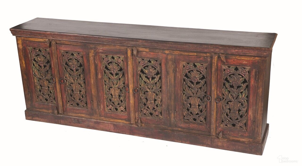 The appearance of Arvada 6 Carved Doors Buffet In Brown designed by Moti in the rustic / southwestern interior design. This brown piece of furniture was selected by 1StopBedrooms from Arvada Collection to add a touch of cosiness and style into your home. Sku: 44009006. Material: Wood.