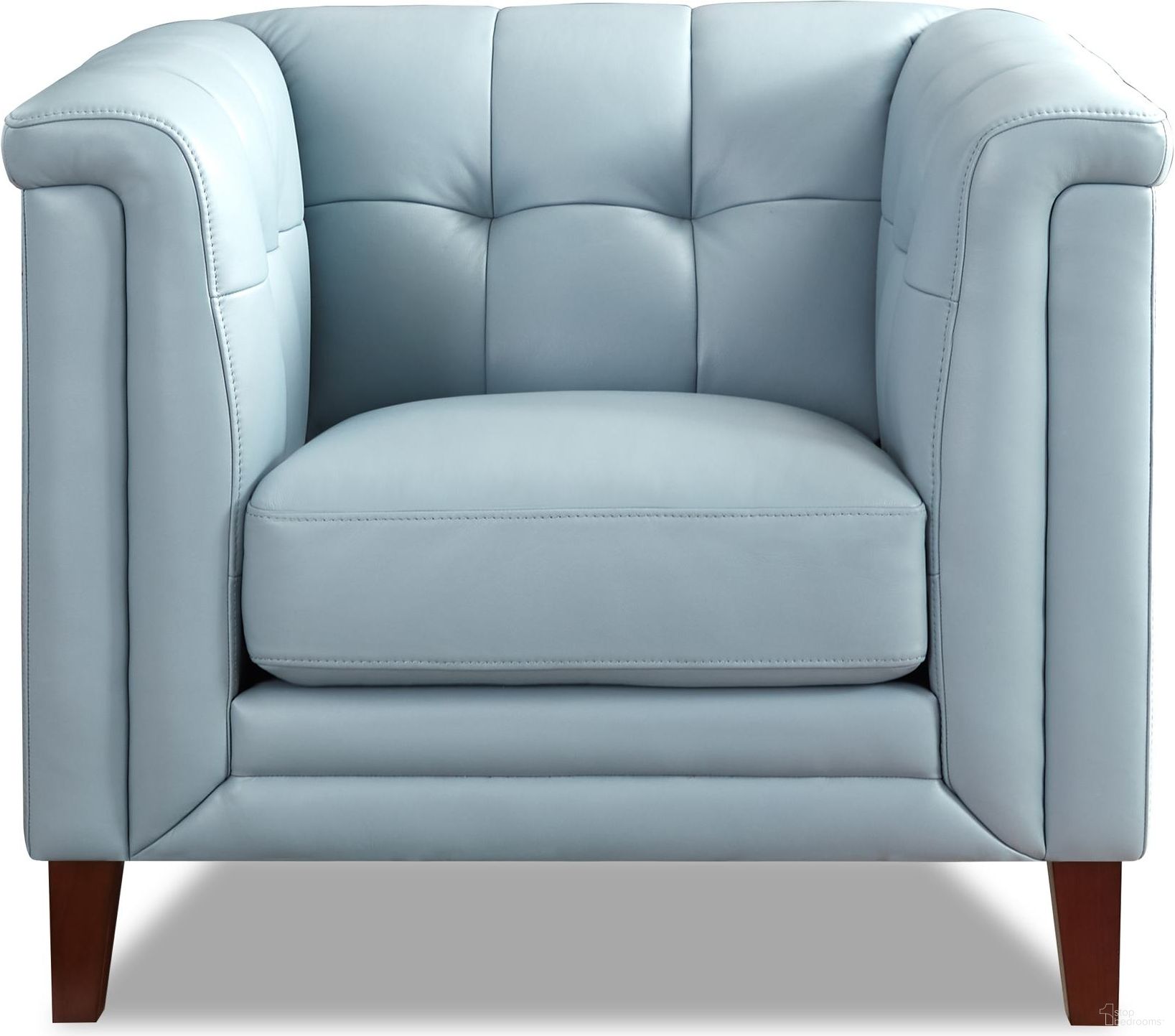 The appearance of Arvo Leather Chair In Spa Blue designed by Hydeline in the modern / contemporary interior design. This spa blue piece of furniture was selected by 1StopBedrooms from Arvo Collection to add a touch of cosiness and style into your home. Sku: 67268-10V02-LS2521. Material: Leather.