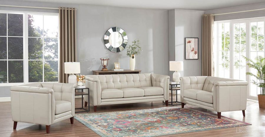 The appearance of Arvo Leather Living Room Set In Vanilla designed by Hydeline in the modern / contemporary interior design. This vanilla piece of furniture  was selected by 1StopBedrooms from Arvo Collection to add a touch of cosiness and style into your home. Sku: 67268-30V02-LS2519;67268-20V02-LS2519. Material: Leather.