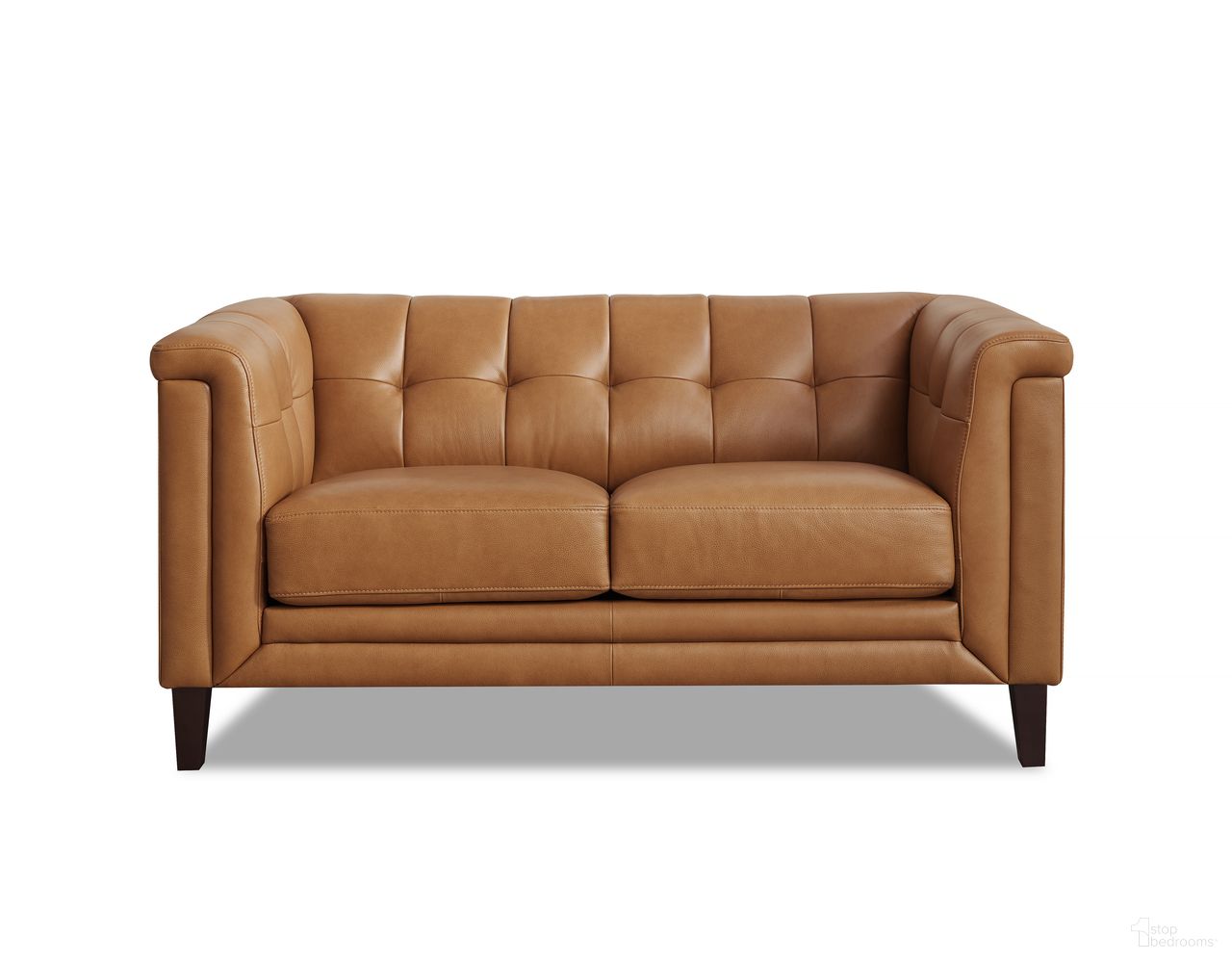 The appearance of Arvo Leather Loveseat In Cognac designed by Hydeline in the modern / contemporary interior design. This cognac piece of furniture was selected by 1StopBedrooms from Arvo Collection to add a touch of cosiness and style into your home. Sku: 67268-20V02-LS2523. Material: Leather.