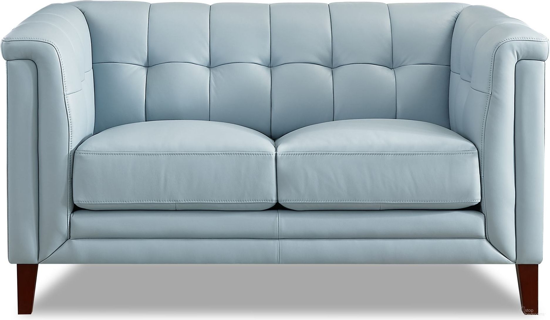 The appearance of Arvo Leather Loveseat In Spa Blue designed by Hydeline in the modern / contemporary interior design. This spa blue piece of furniture was selected by 1StopBedrooms from Arvo Collection to add a touch of cosiness and style into your home. Sku: 67268-20V02-LS2521. Material: Leather.