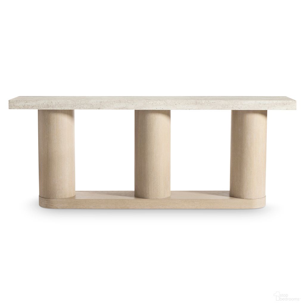 Asana Faux Stone Console Table In Tan