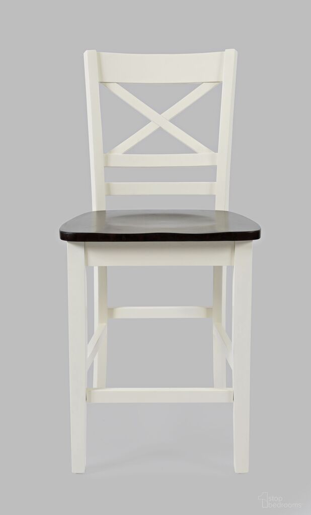 The appearance of Asbury Park Solid Acacia Farmhouse X Back Stool Set of 2 In White designed by Jofran in the modern / contemporary interior design. This white piece of furniture  was selected by 1StopBedrooms from Asbury Park Collection to add a touch of cosiness and style into your home. Sku: 1806-BS395KD. Material: Acacia.