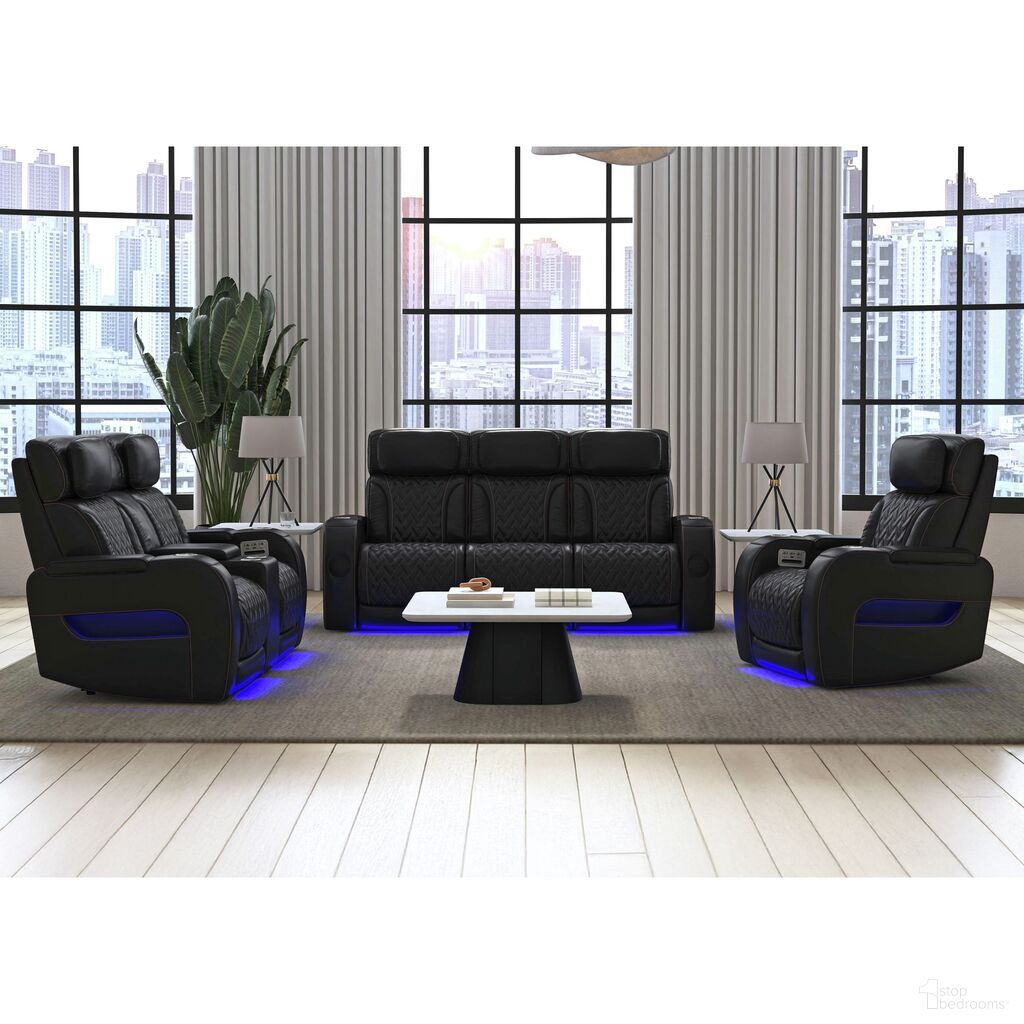 Ascend Power Living Room Set With LED In Black