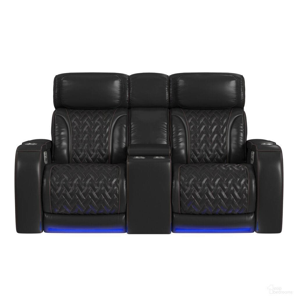 The appearance of Ascend Power Loveseat with LED and Console In Black designed by Picket House in the transitional interior design. This black piece of furniture  was selected by 1StopBedrooms from Ascend Collection to add a touch of cosiness and style into your home. Sku: U-16330-10450-285PPPR. Material: Leather.